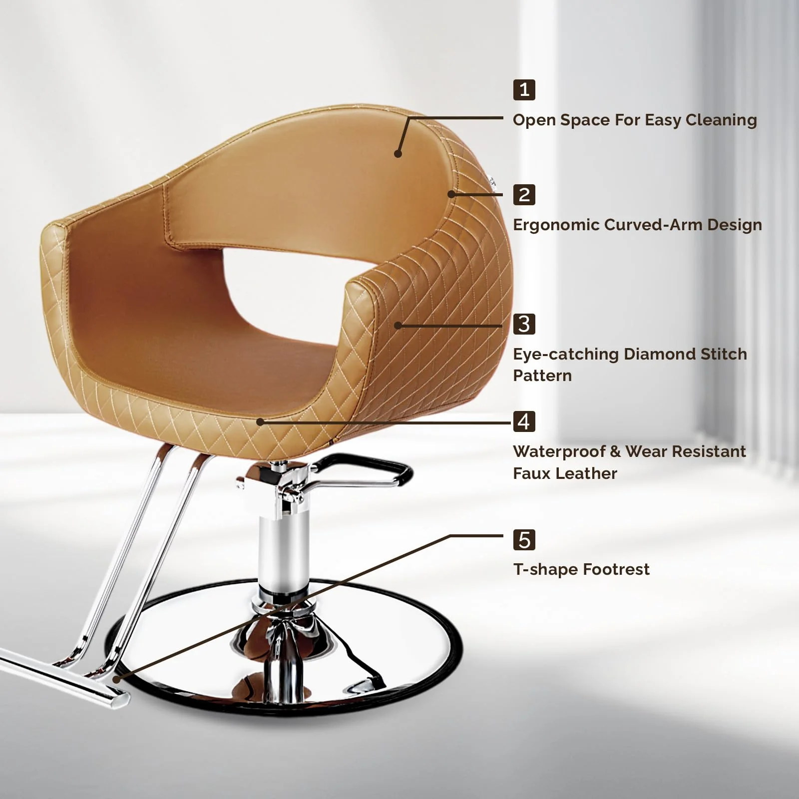 OmySalon SC3201 Eye-catching Rhombus Stitch Pattern Extra Wide Seat Hair Stylist Salon Chair - Image 21