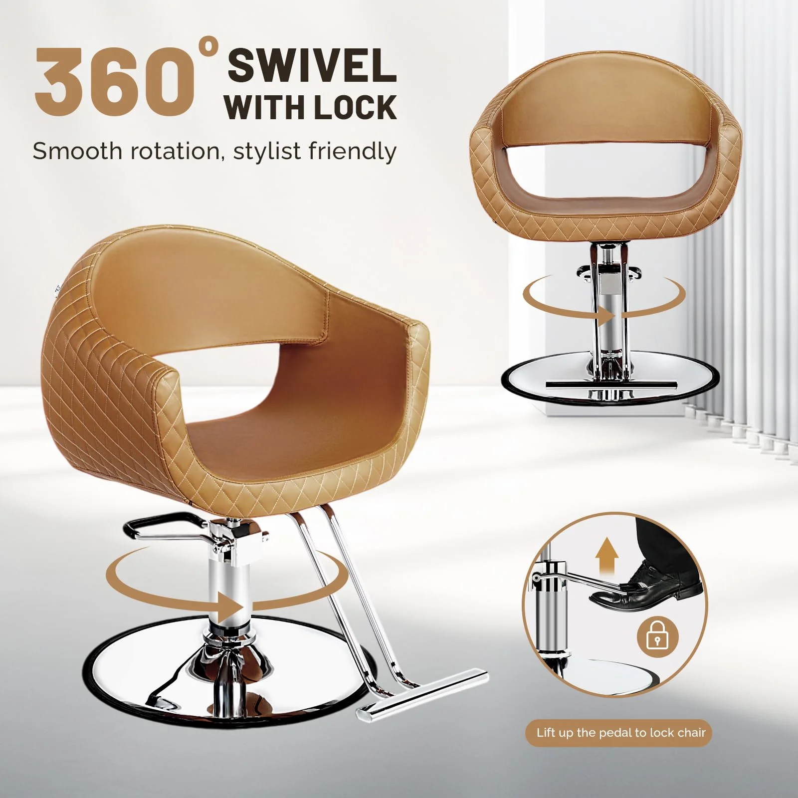 OmySalon SC3201 Eye-catching Rhombus Stitch Pattern Extra Wide Seat Hair Stylist Salon Chair - Image 22