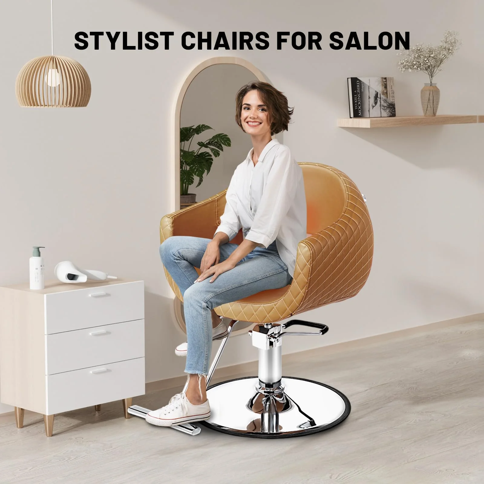 OmySalon SC3201 Eye-catching Rhombus Stitch Pattern Extra Wide Seat Hair Stylist Salon Chair - Image 24
