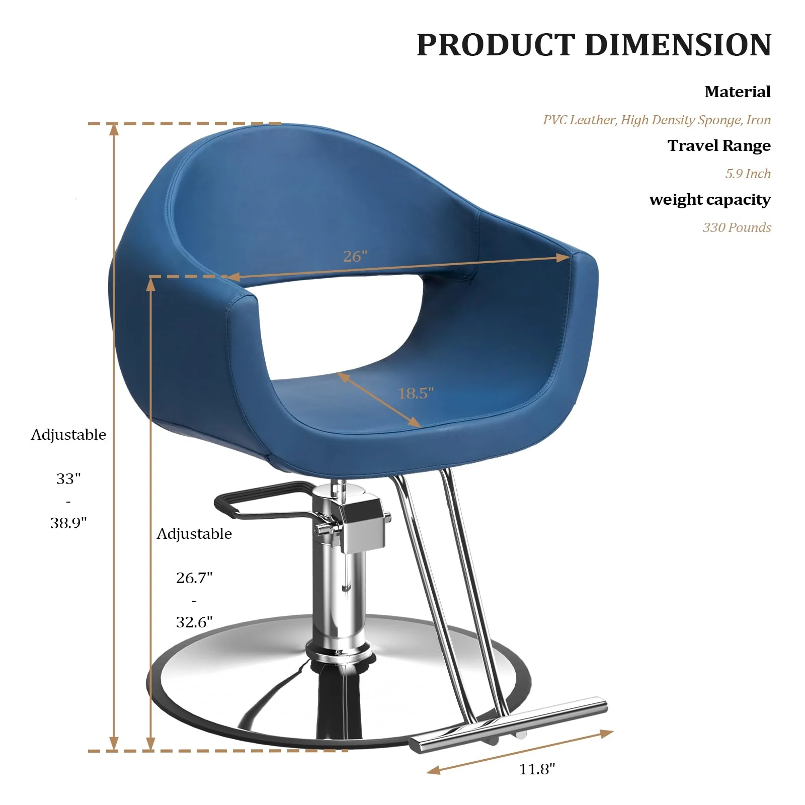 OmySalon SC3202 Heavy Duty 360°Swivel Hydraulic Styling Chair - Image 12