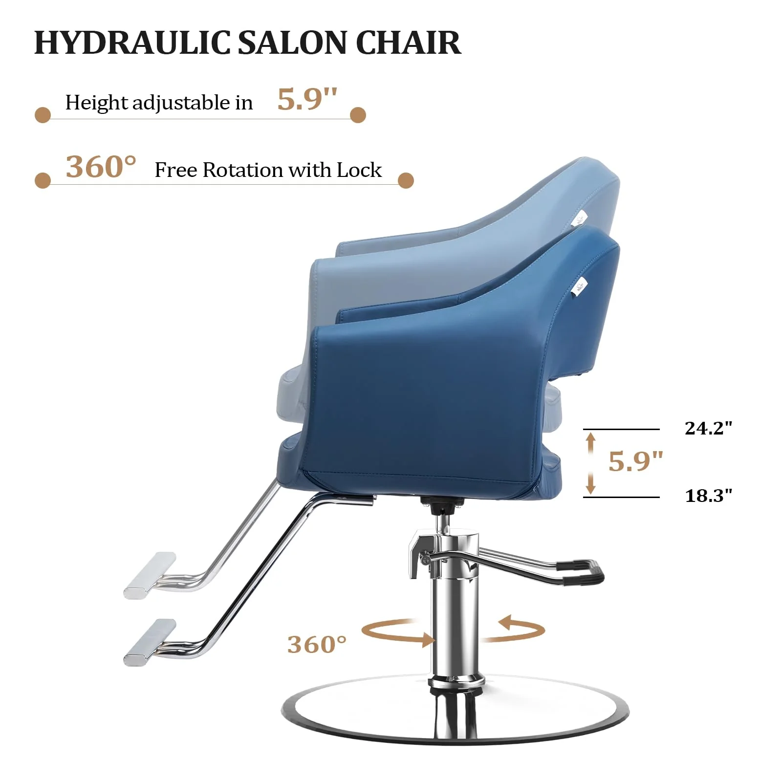 OmySalon SC3202 Heavy Duty 360°Swivel Hydraulic Styling Chair - Image 15