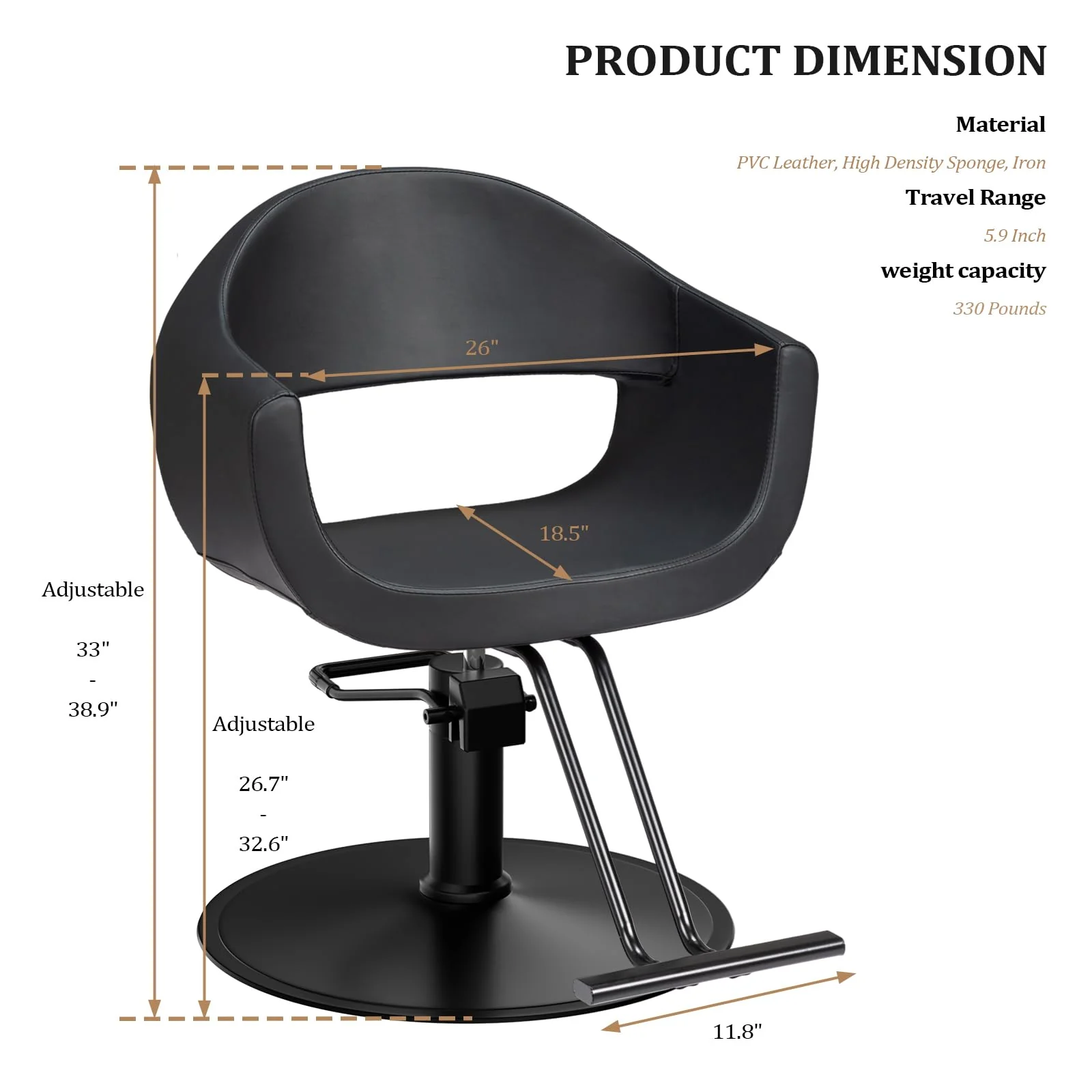 OmySalon SC3202 Heavy Duty 360°Swivel Hydraulic Styling Chair - Image 3