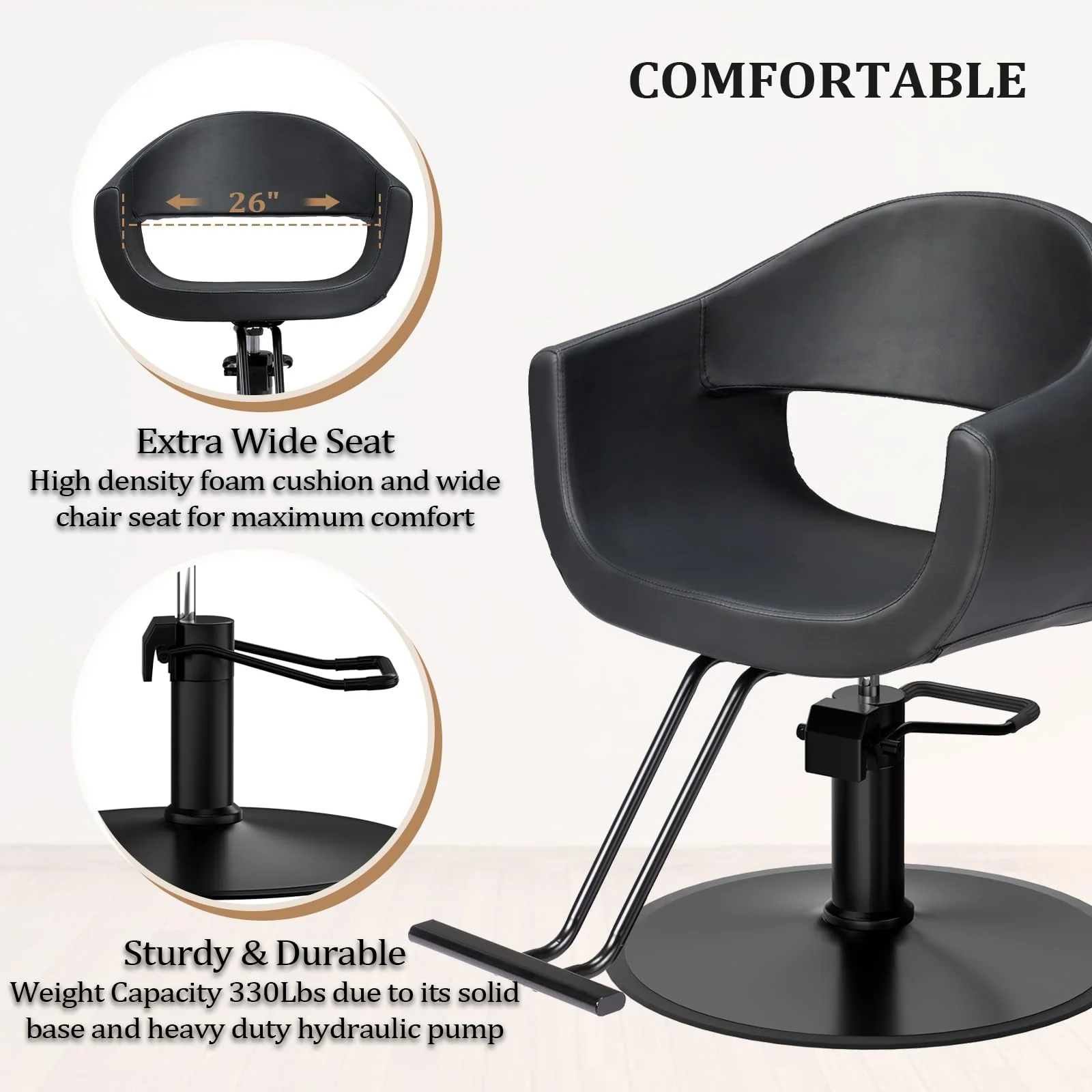 OmySalon SC3202 Heavy Duty 360°Swivel Hydraulic Styling Chair - Image 4