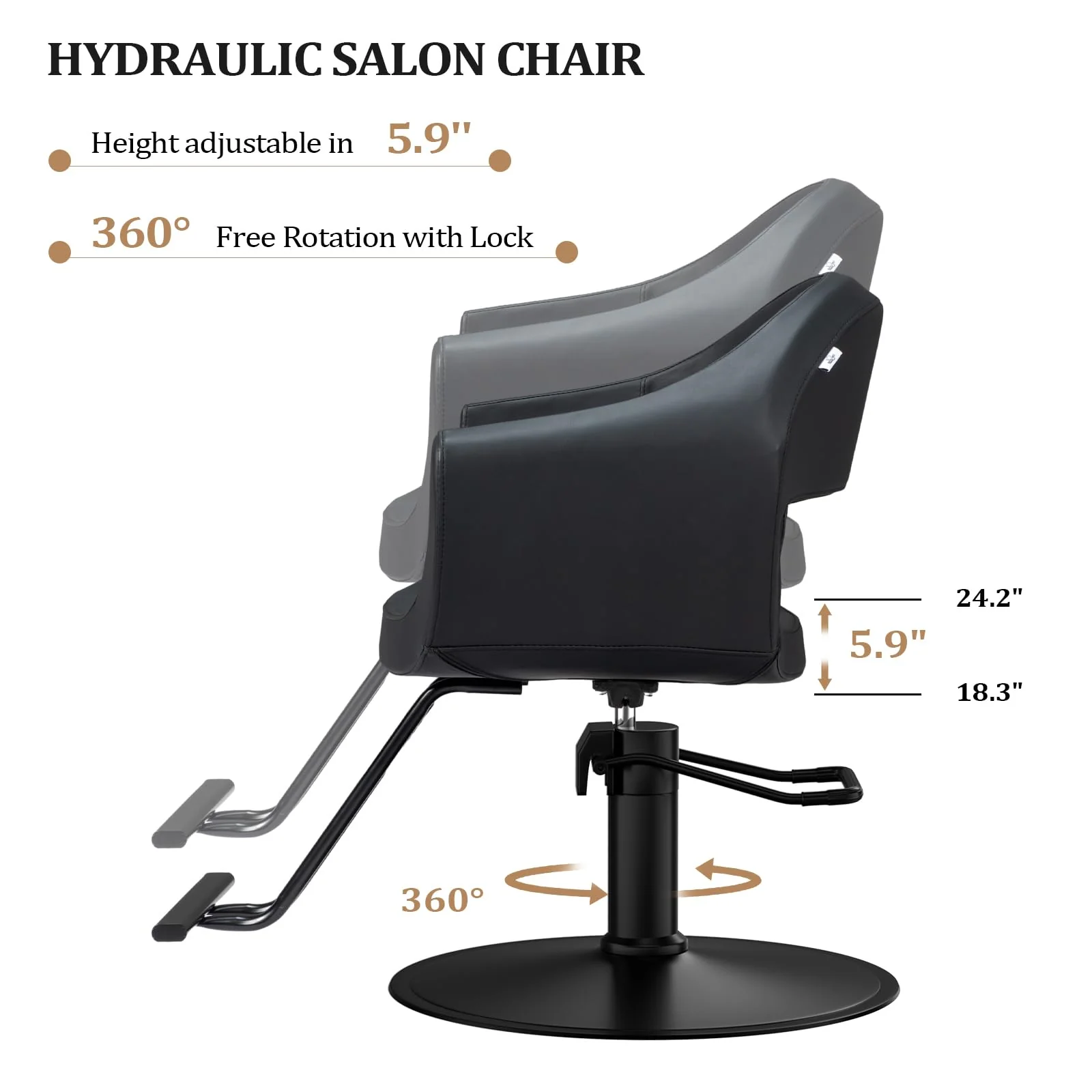 OmySalon SC3202 Heavy Duty 360°Swivel Hydraulic Styling Chair - Image 6