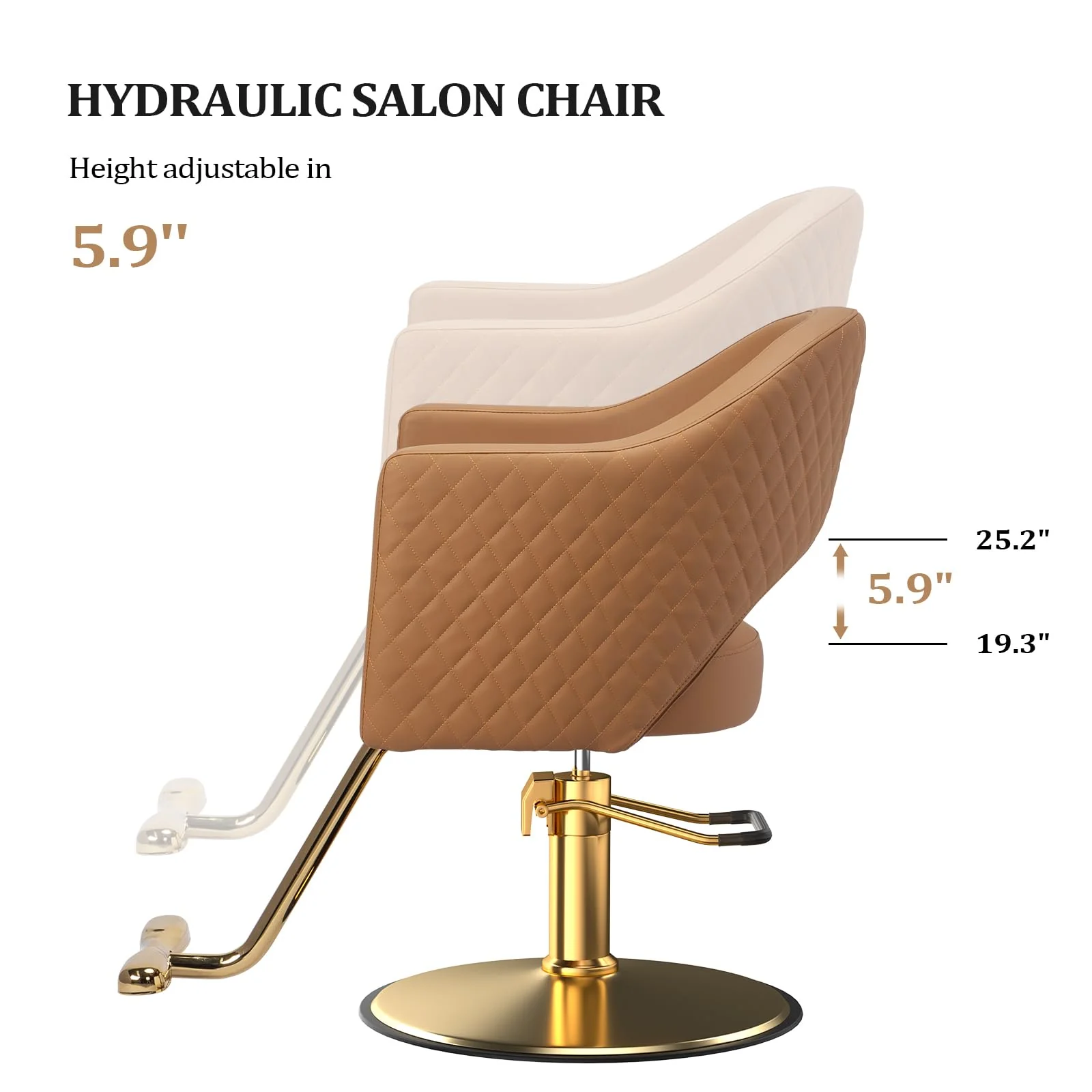 OmySalon SC3401 Heavy Duty 360° Swivel Styling Chair with Rhombus Stitch Pattern Back & Gold Footrest - Image 14