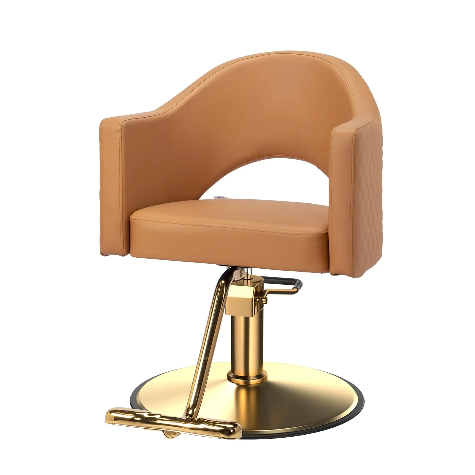 OmySalon SC3401 Heavy Duty 360° Swivel Styling Chair with Rhombus Stitch Pattern Back & Gold Footrest - Image 8