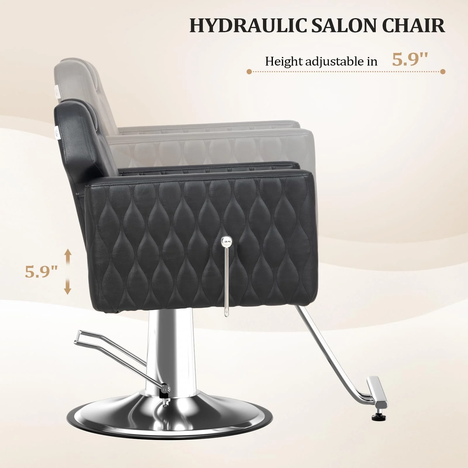 OmySalon SC3501 All Purpose Heavy Duty Hydraulic Reclining Salon Chair w/Headrest and Wave-pattern Armrests - Image 11