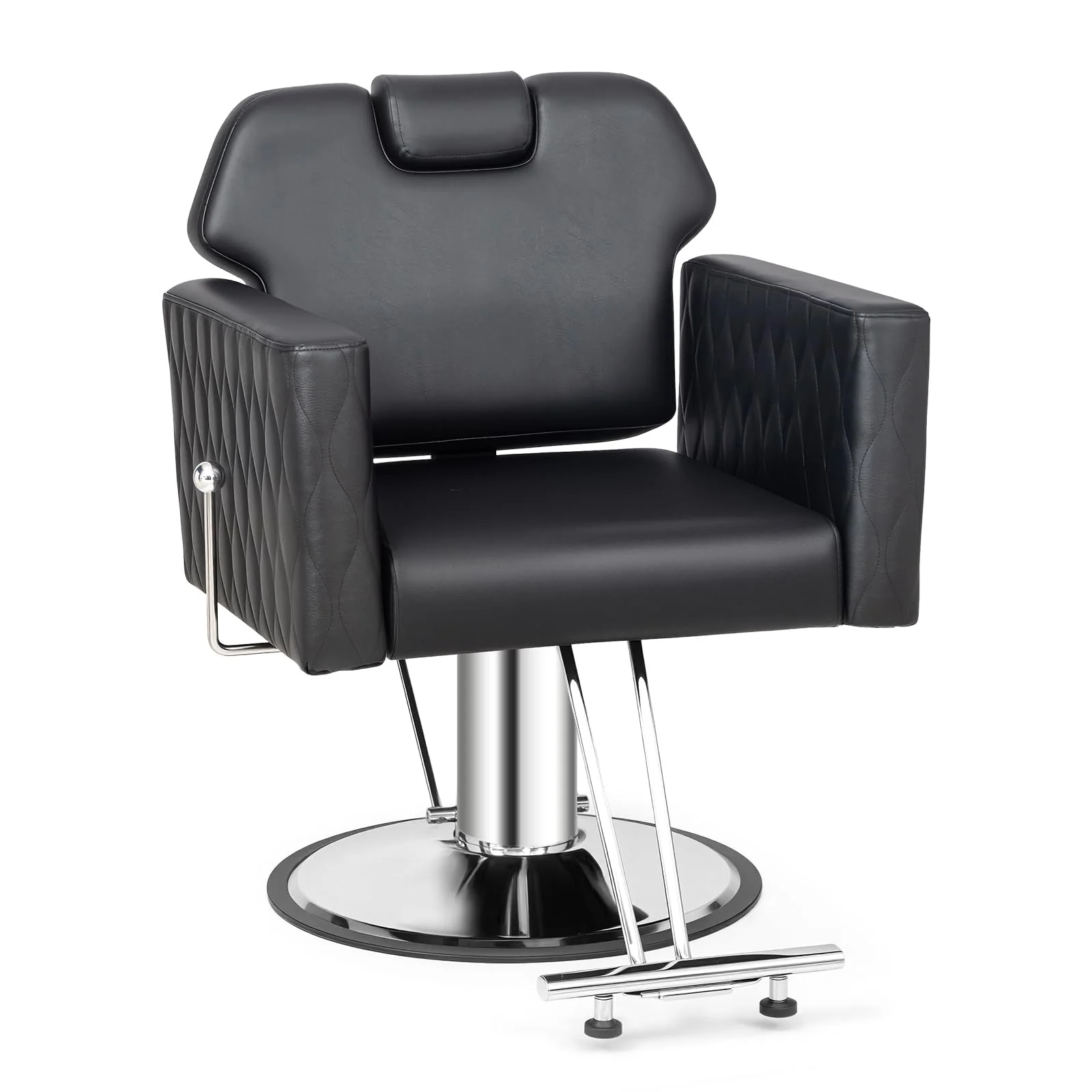 OmySalon SC3501 All Purpose Heavy Duty Hydraulic Reclining Salon Chair w/Headrest and Wave-pattern Armrests - Image 4