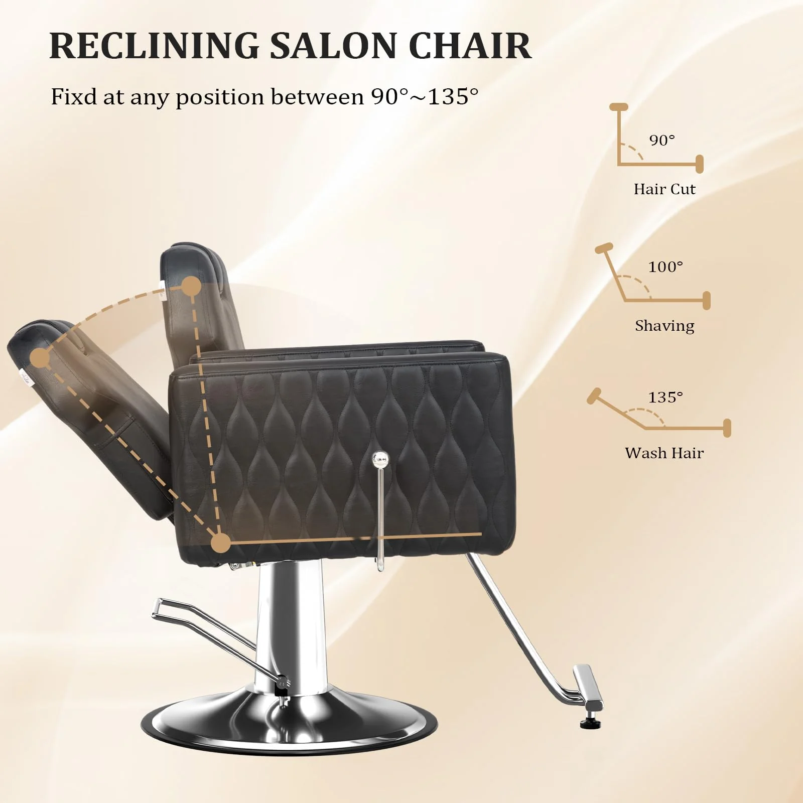 OmySalon SC3501 All Purpose Heavy Duty Hydraulic Reclining Salon Chair w/Headrest and Wave-pattern Armrests - Image 9