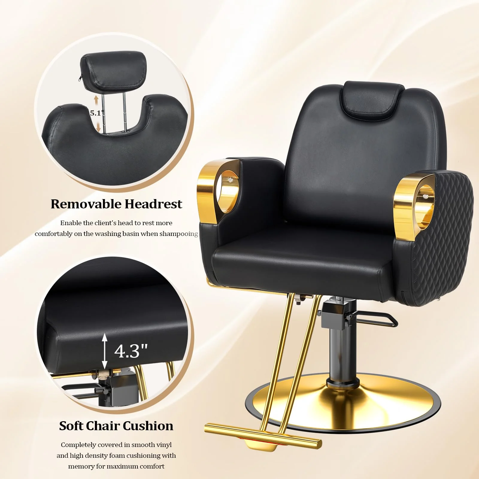 OmySalon SC3601 All Purpose Heavy Duty Hydraulic Reclining Salon Chair w/Headrest - Image 13