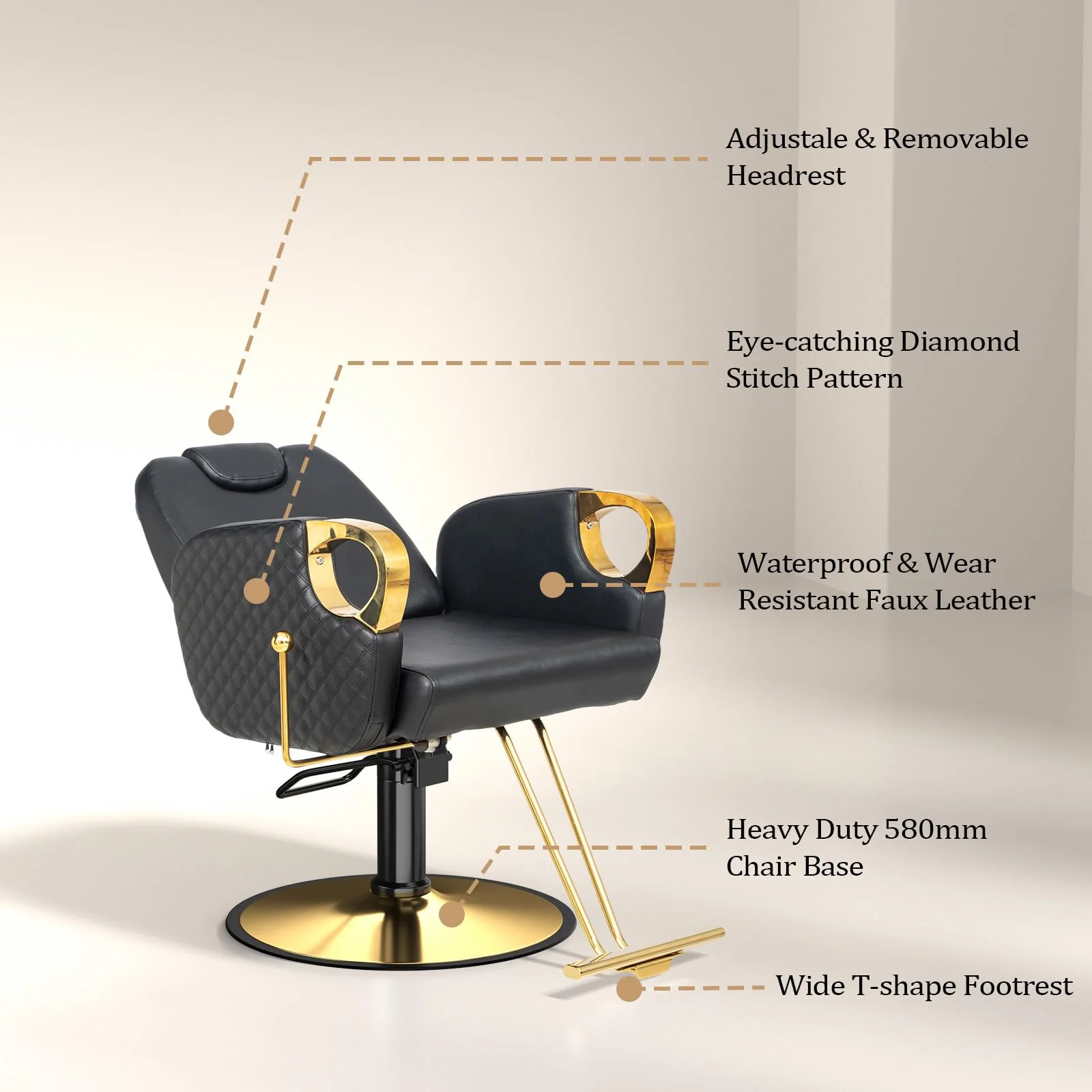 OmySalon SC3601 All Purpose Heavy Duty Hydraulic Reclining Salon Chair w/Headrest - Image 18