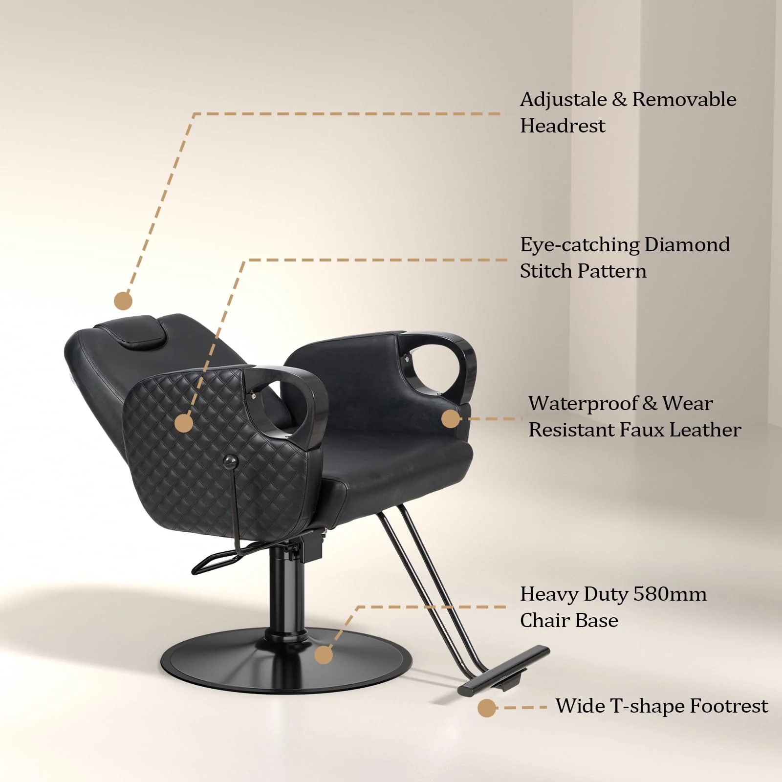 OmySalon SC3601 All Purpose Heavy Duty Hydraulic Reclining Salon Chair w/Headrest - Image 9
