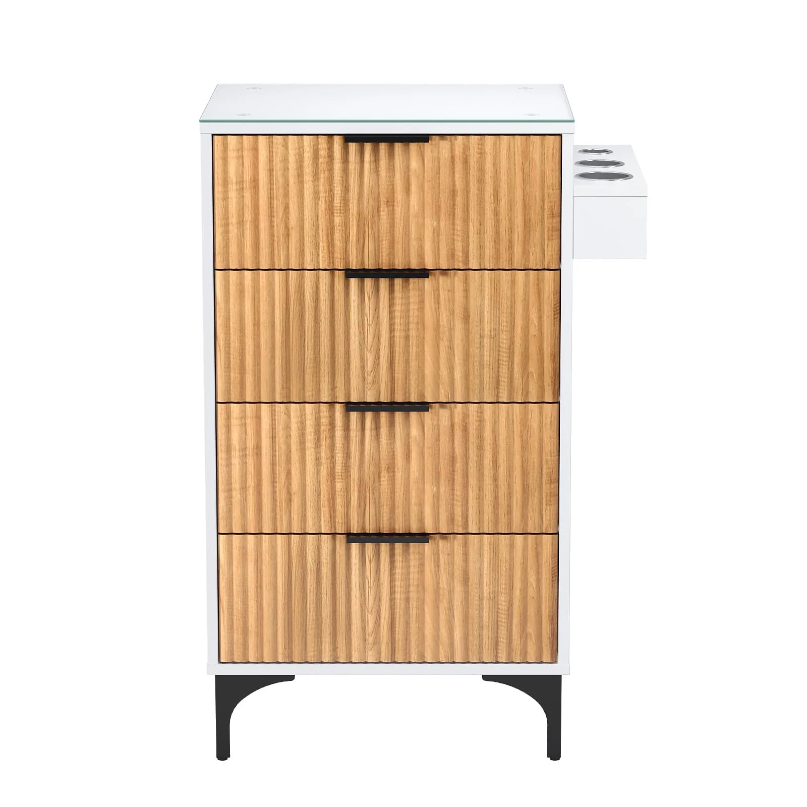 OmySalon SCWFD Modern Retro Style Salon Styling Storage Station Cabinet with Removable Glass Top & 4 Drawers 3 Hot Tool Holders - Image 17