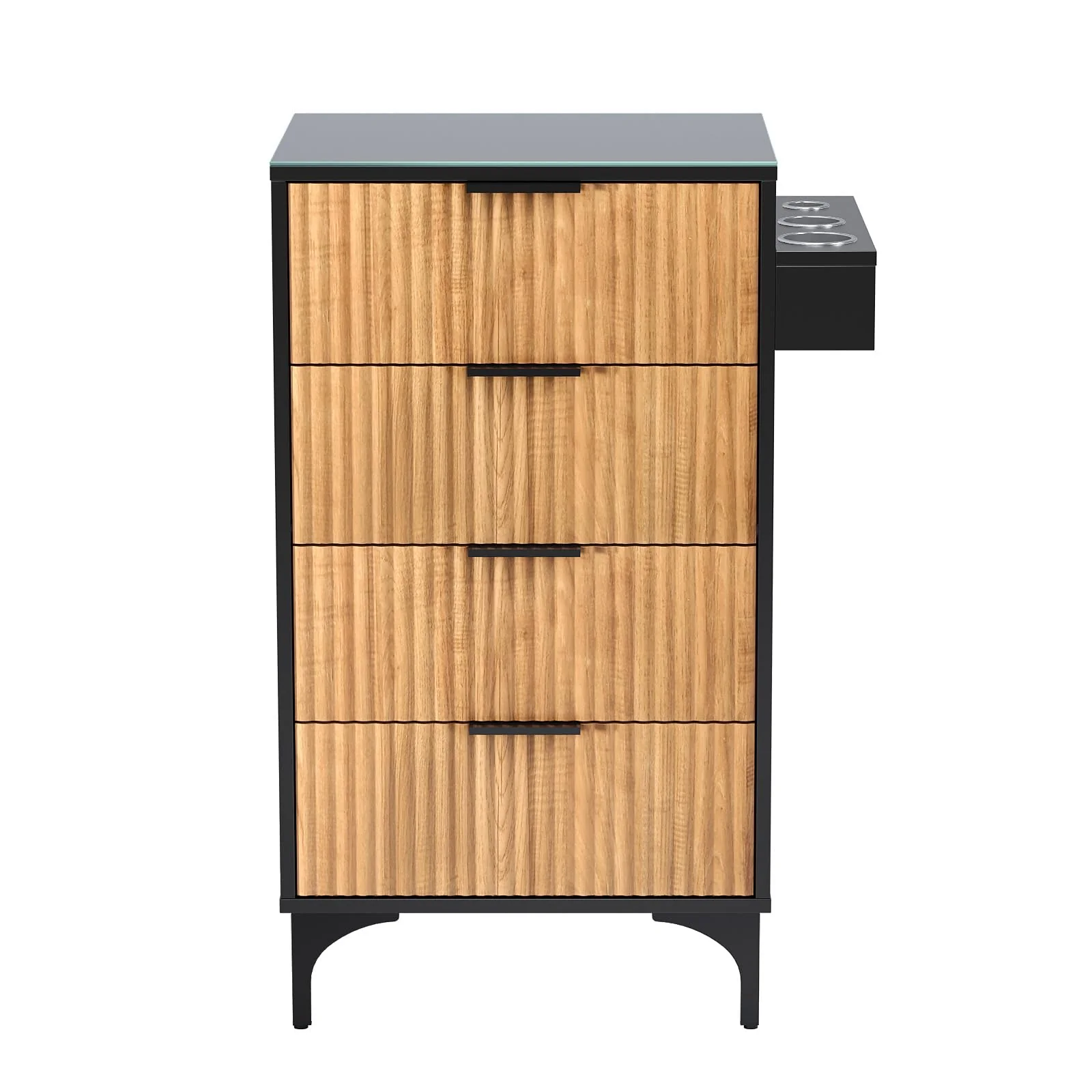 OmySalon SCWFD Modern Retro Style Salon Styling Storage Station Cabinet with Removable Glass Top & 4 Drawers 3 Hot Tool Holders - Image 8
