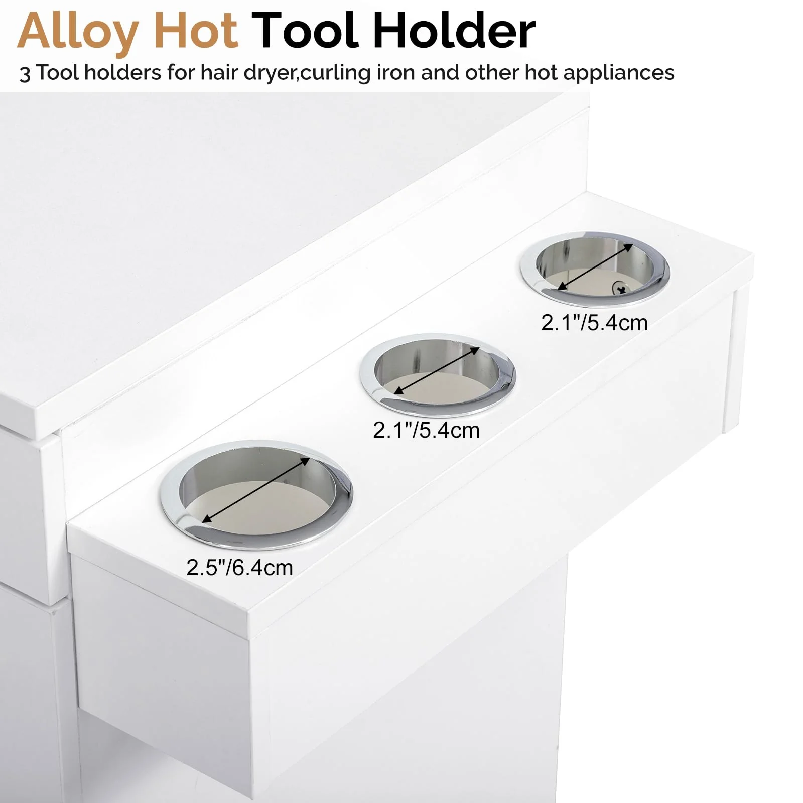OmySalon SCWS Modern Style Salon Styling Storage Station with 3 Drawers 1 Cabinet 3 Hair Dryer Holders - Image 15