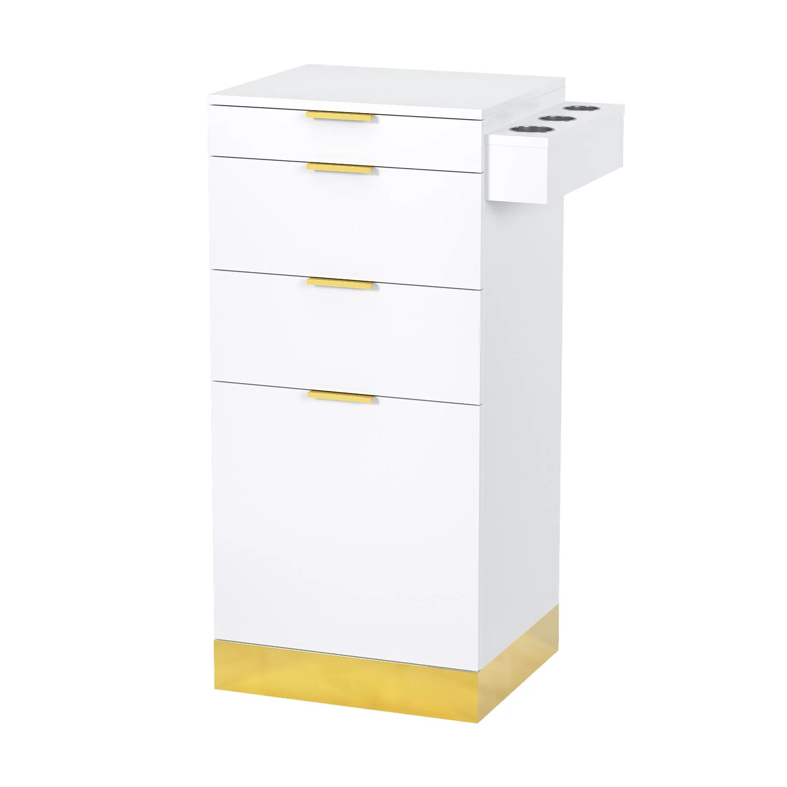 OmySalon SCWS Modern Style Salon Styling Storage Station with 3 Drawers 1 Cabinet 3 Hair Dryer Holders - Image 2