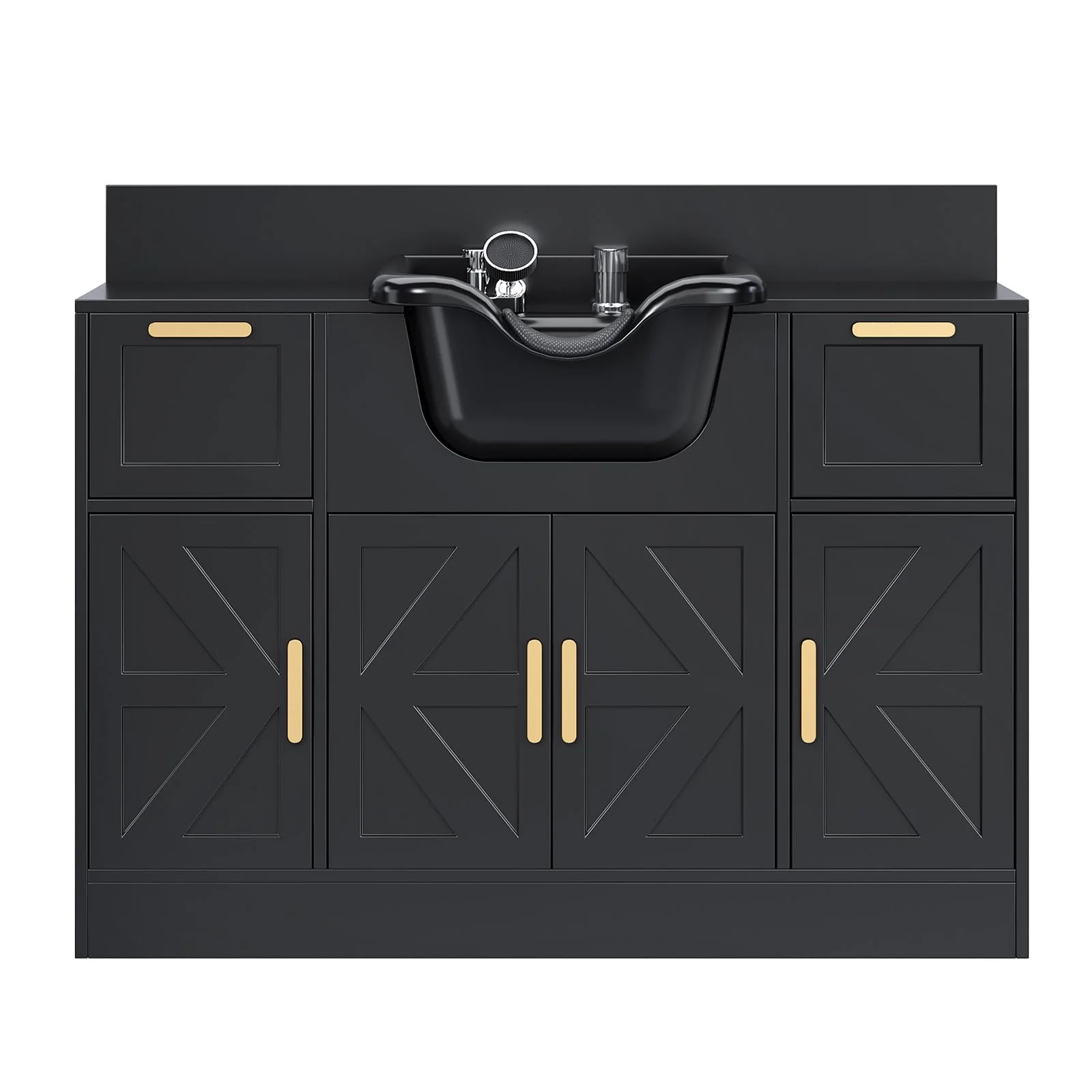 Omysalon SCWSB Freestanding Salon Wet Cabinet Station with Storage Drawers, Shampoo Bowl & Geometric Finish - Image 8