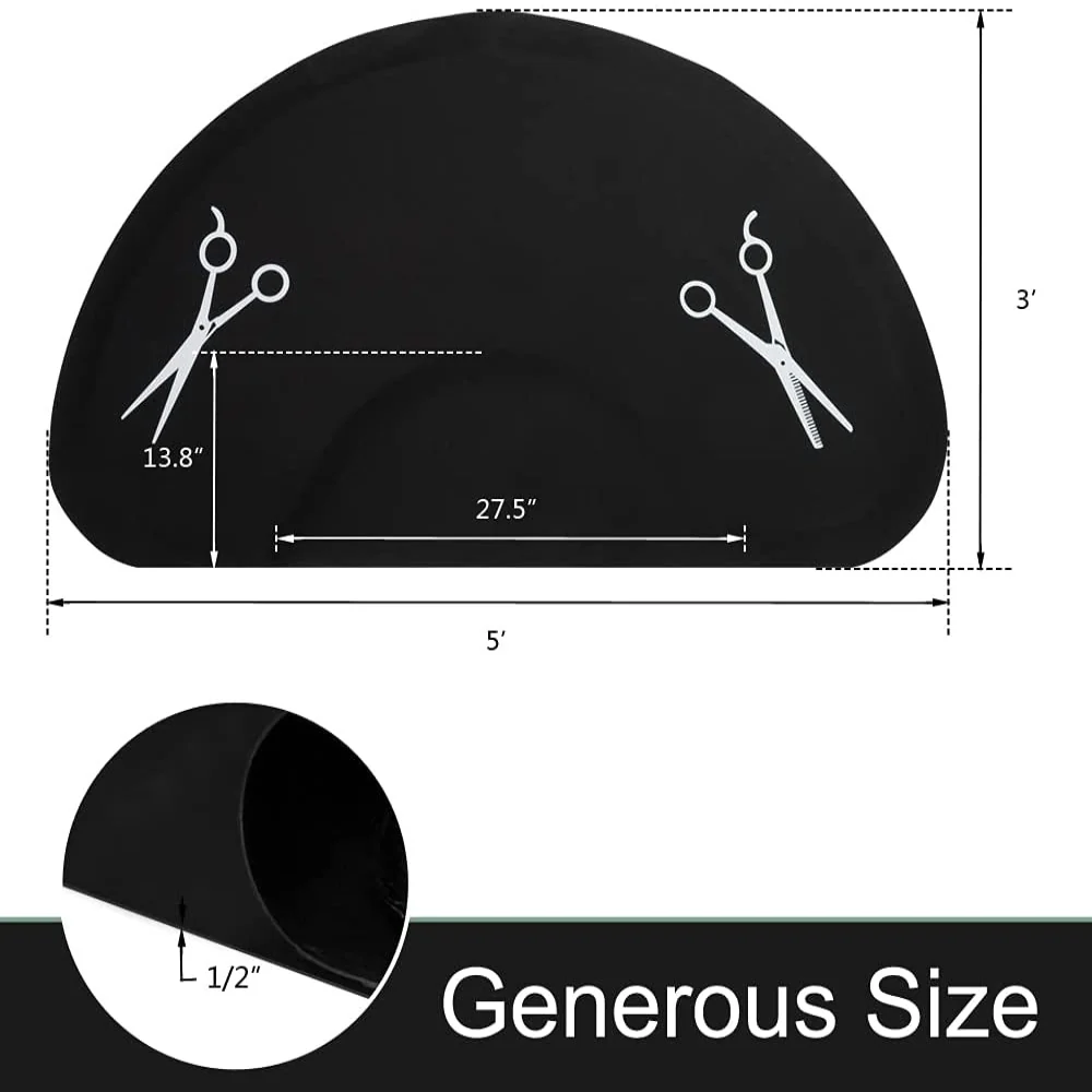 OmySalon 3' x 5' Salon Anti Fatigue Mat Circular Barber Mat for Hair Stylist Standing 1/2'' Thick - Image 10