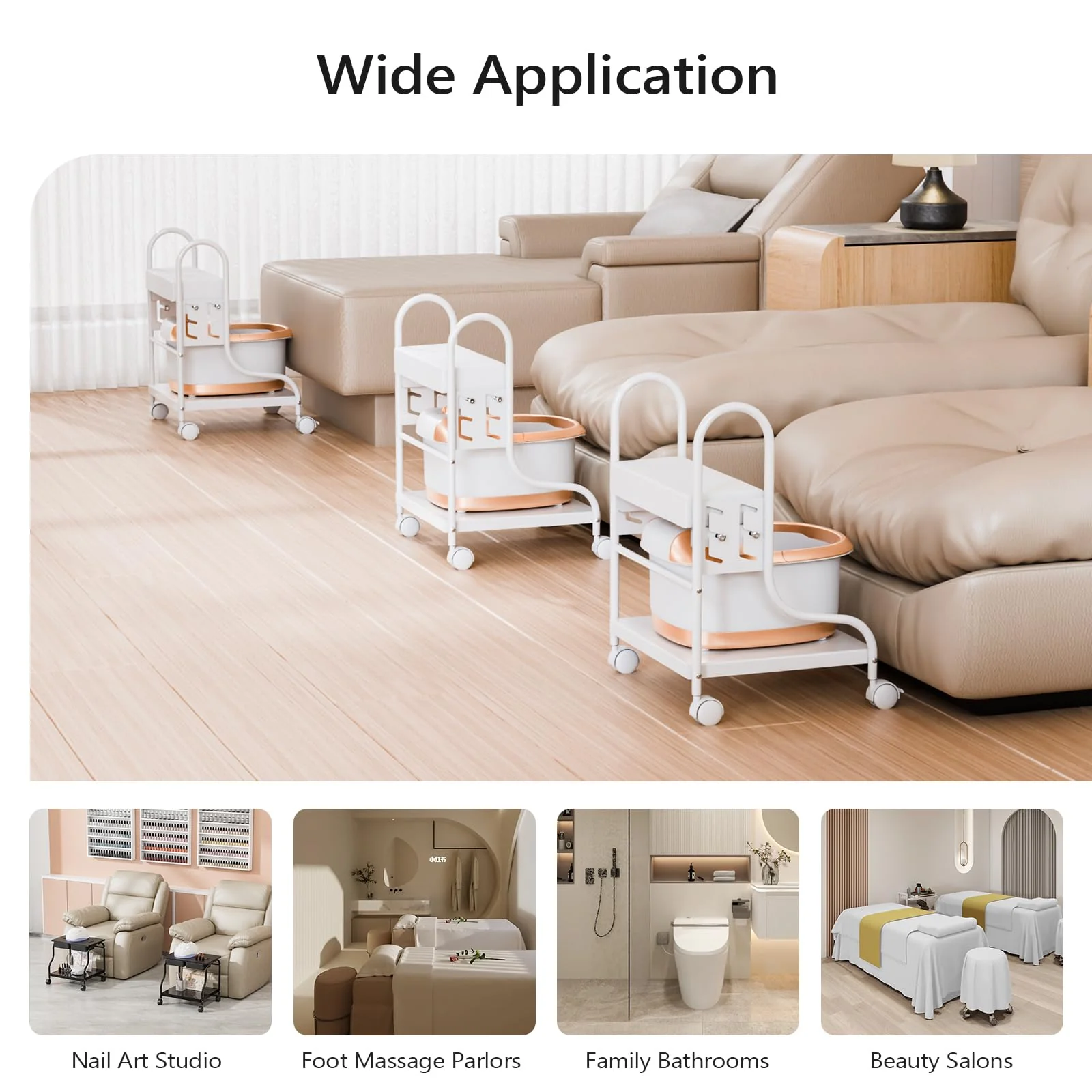 OmySalon SFBC Portable Adjustable Height Pedicure Foot Bath Trolley Cart - Image 16