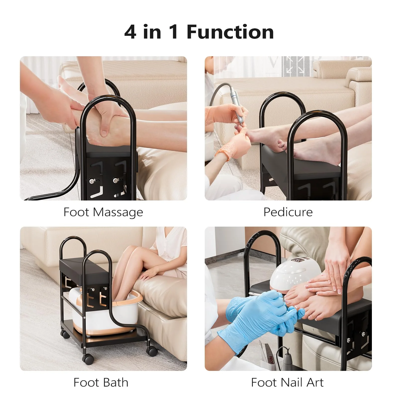 OmySalon SFBC Portable Adjustable Height Pedicure Foot Bath Trolley Cart - Image 5