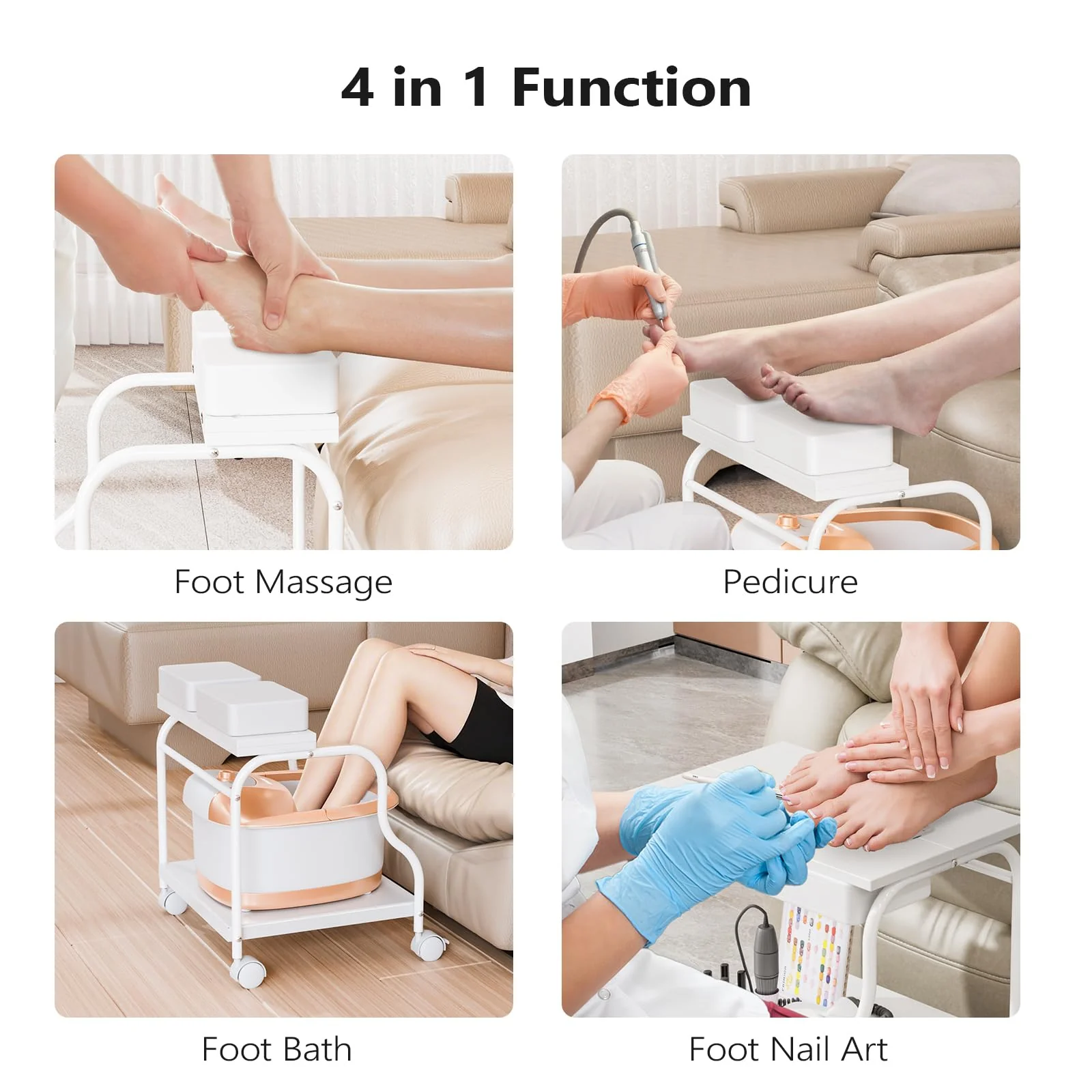 OmySalon SFBCM Portable Foot Bath Pedicure Trolley Cart with Foldable Board - Image 12