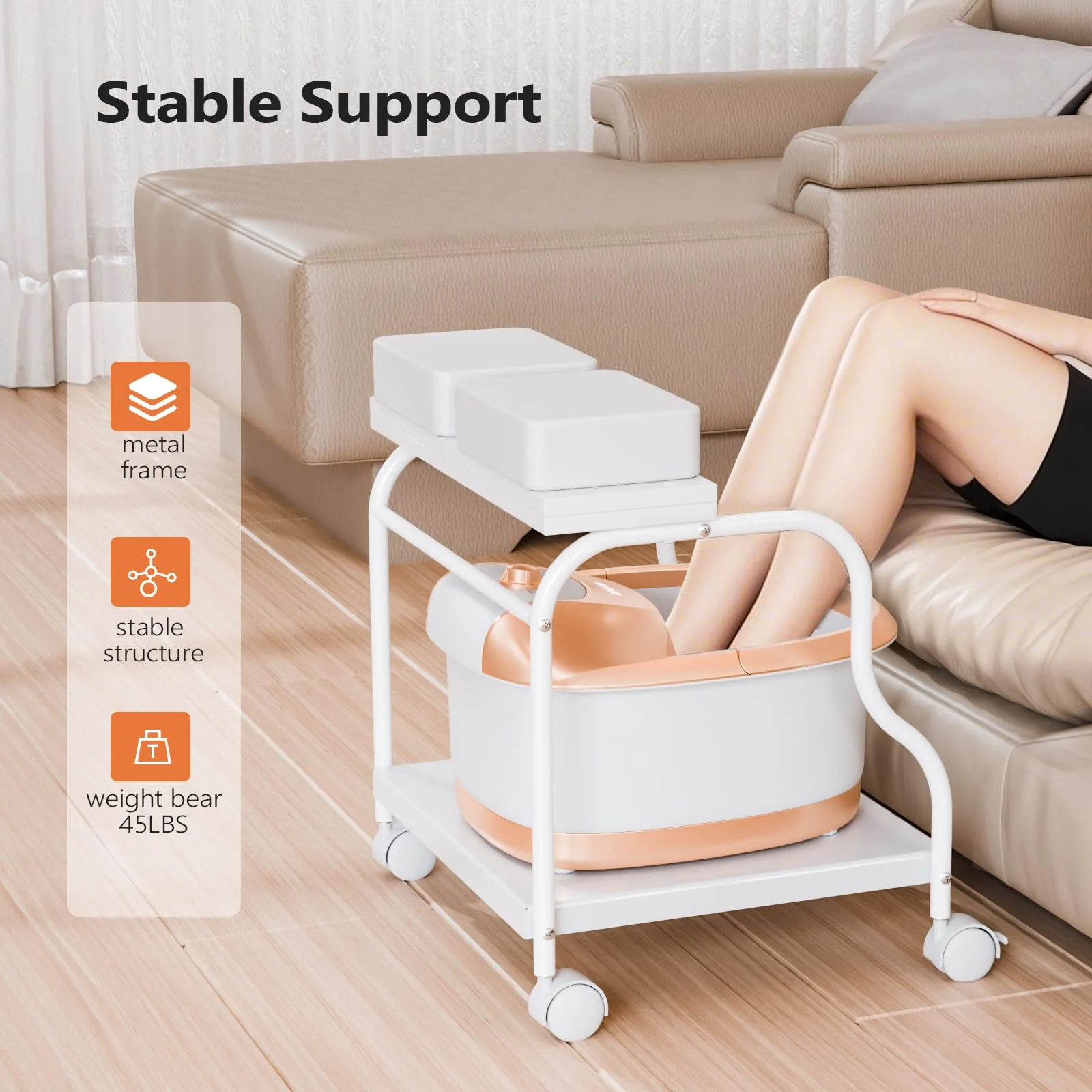 OmySalon SFBCM Portable Foot Bath Pedicure Trolley Cart with Foldable Board - Image 15
