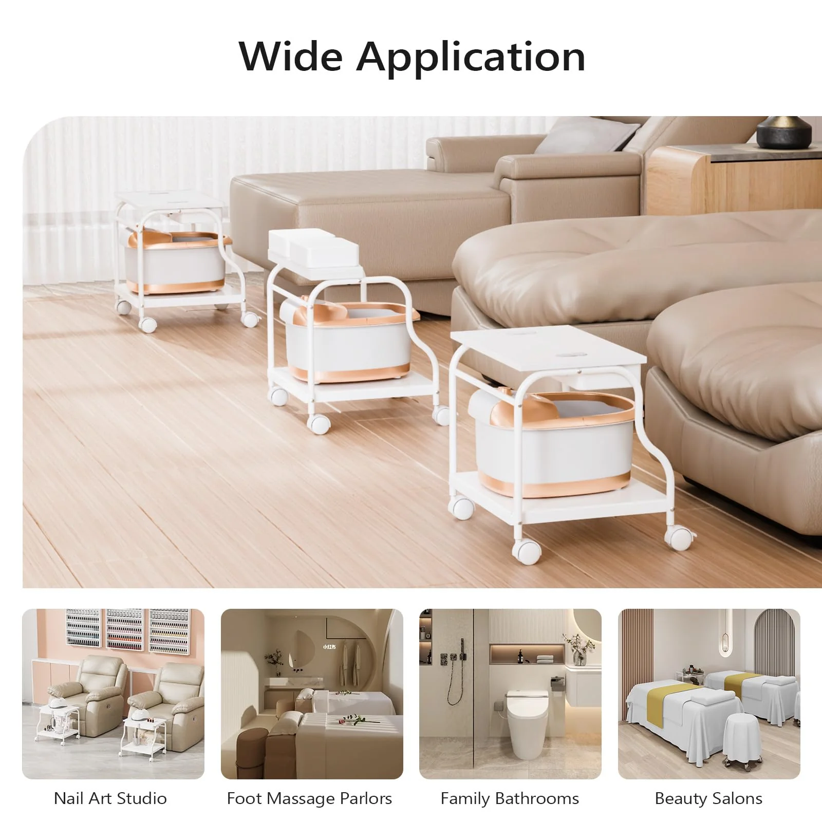 OmySalon SFBCM Portable Foot Bath Pedicure Trolley Cart with Foldable Board - Image 16