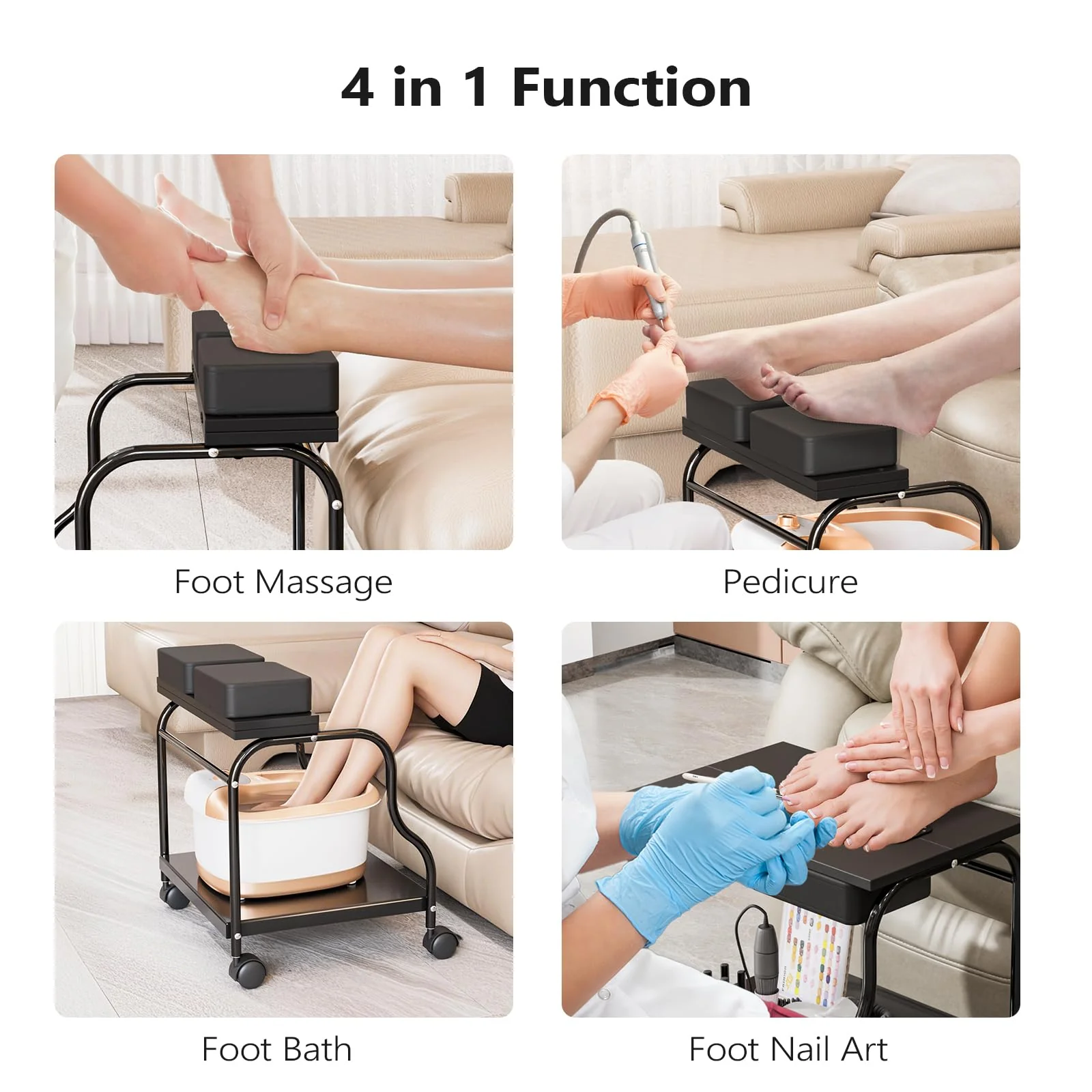 OmySalon SFBCM Portable Foot Bath Pedicure Trolley Cart with Foldable Board - Image 3