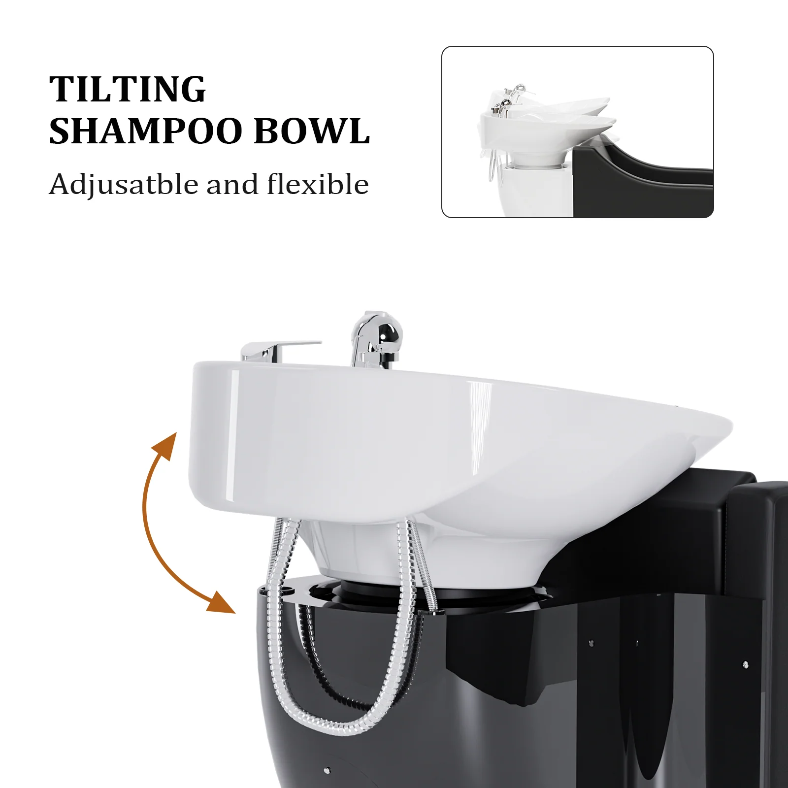 OmySalon BU1211 Electric Shampoo Bowl and Chair Backwash Unit with Reclining Legrest & Tilting Porcelain Shampoo Sink - Image 12