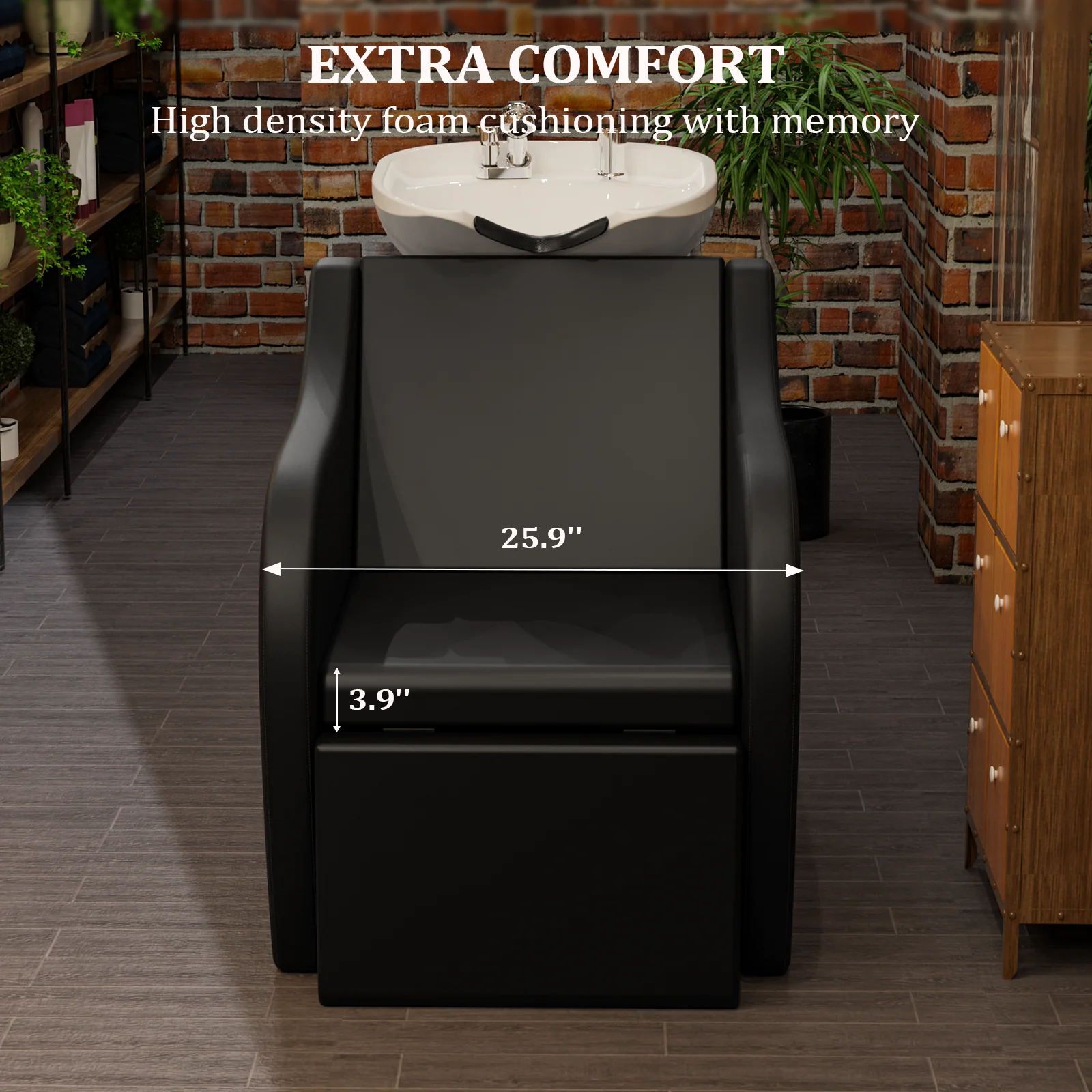 OmySalon BU1211 Electric Shampoo Bowl and Chair Backwash Unit with Reclining Legrest & Tilting Porcelain Shampoo Sink - Image 14
