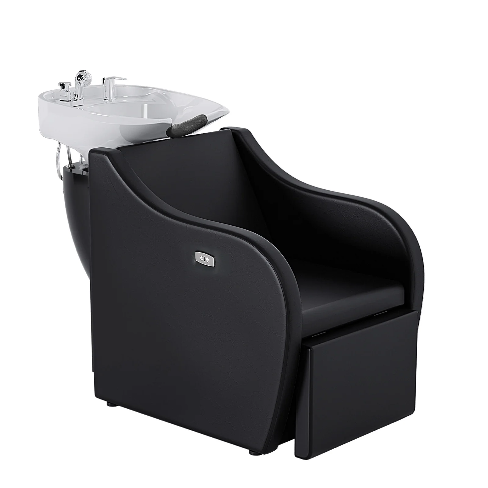 OmySalon BU1211 Electric Shampoo Bowl and Chair Backwash Unit with Reclining Legrest & Tilting Porcelain Shampoo Sink - Image 17