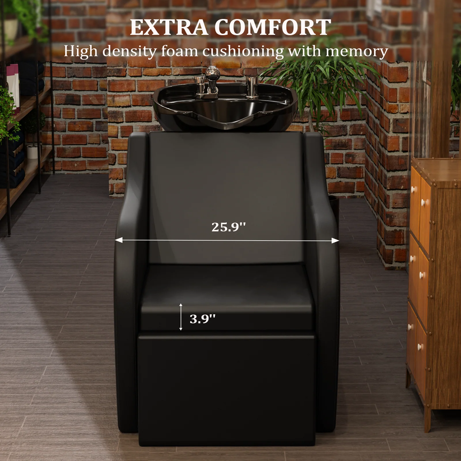 OmySalon BU1211 Electric Shampoo Bowl and Chair Backwash Unit with Reclining Legrest & Tilting Porcelain Shampoo Sink - Image 5