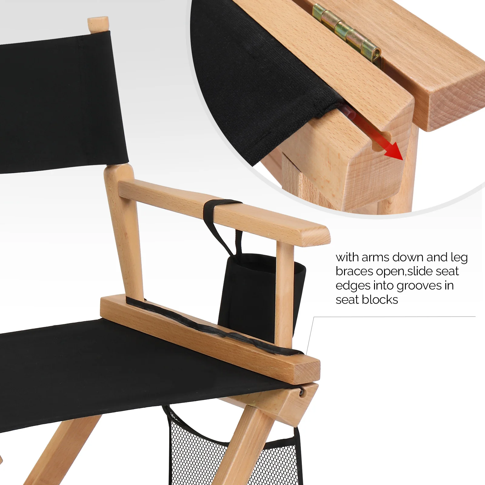OmySalon Upgraded 31in Director Chair Folding Artist Makeup Chair with Storage Side Bags Replacement Cover Canvas - Image 15