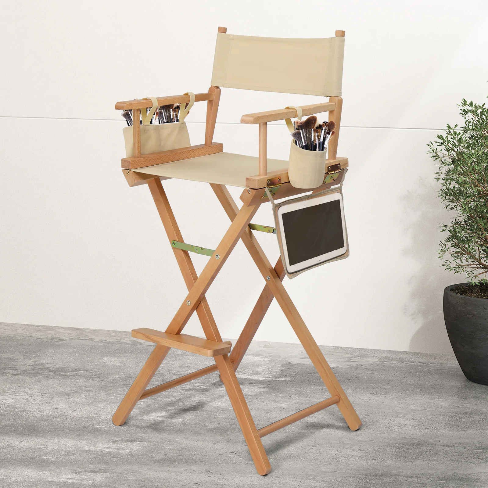 OmySalon Upgraded 31in Director Chair Folding Artist Makeup Chair with Storage Side Bags Replacement Cover Canvas - Image 6