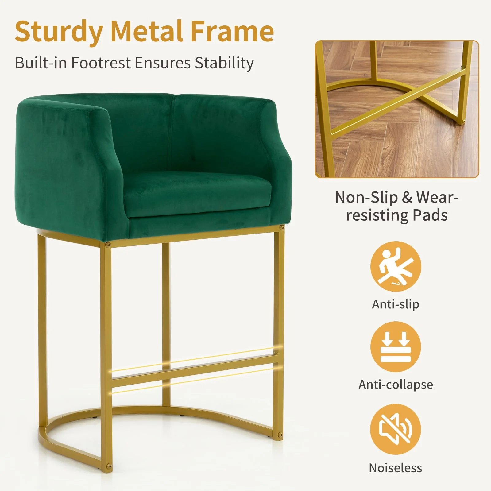 OmySalon Velvet Vanity Manicure Chair Chair with High Gold Metal Support & Comfotable Armrest - Image 17