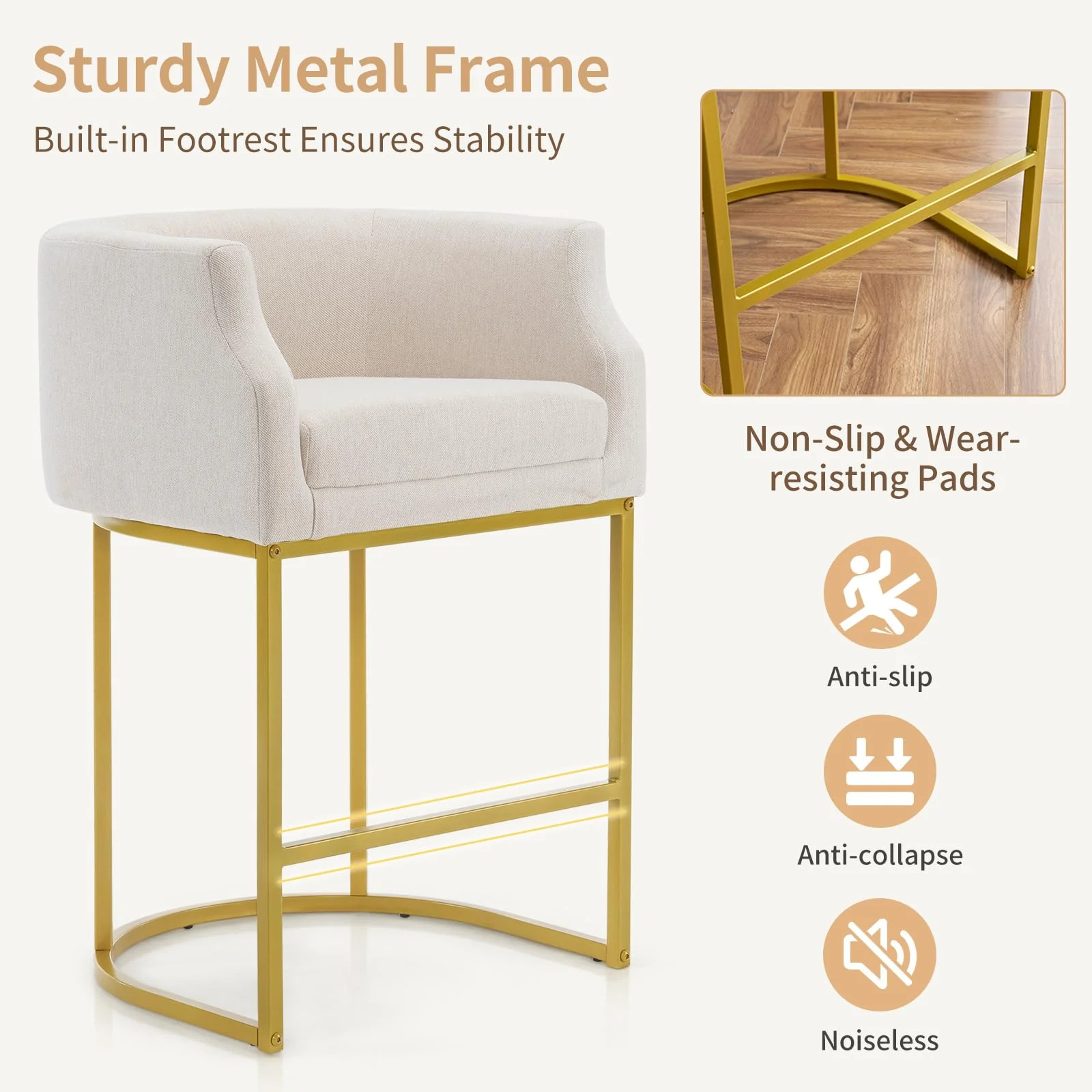 OmySalon Velvet Vanity Manicure Chair Chair with High Gold Metal Support & Comfotable Armrest - Image 8