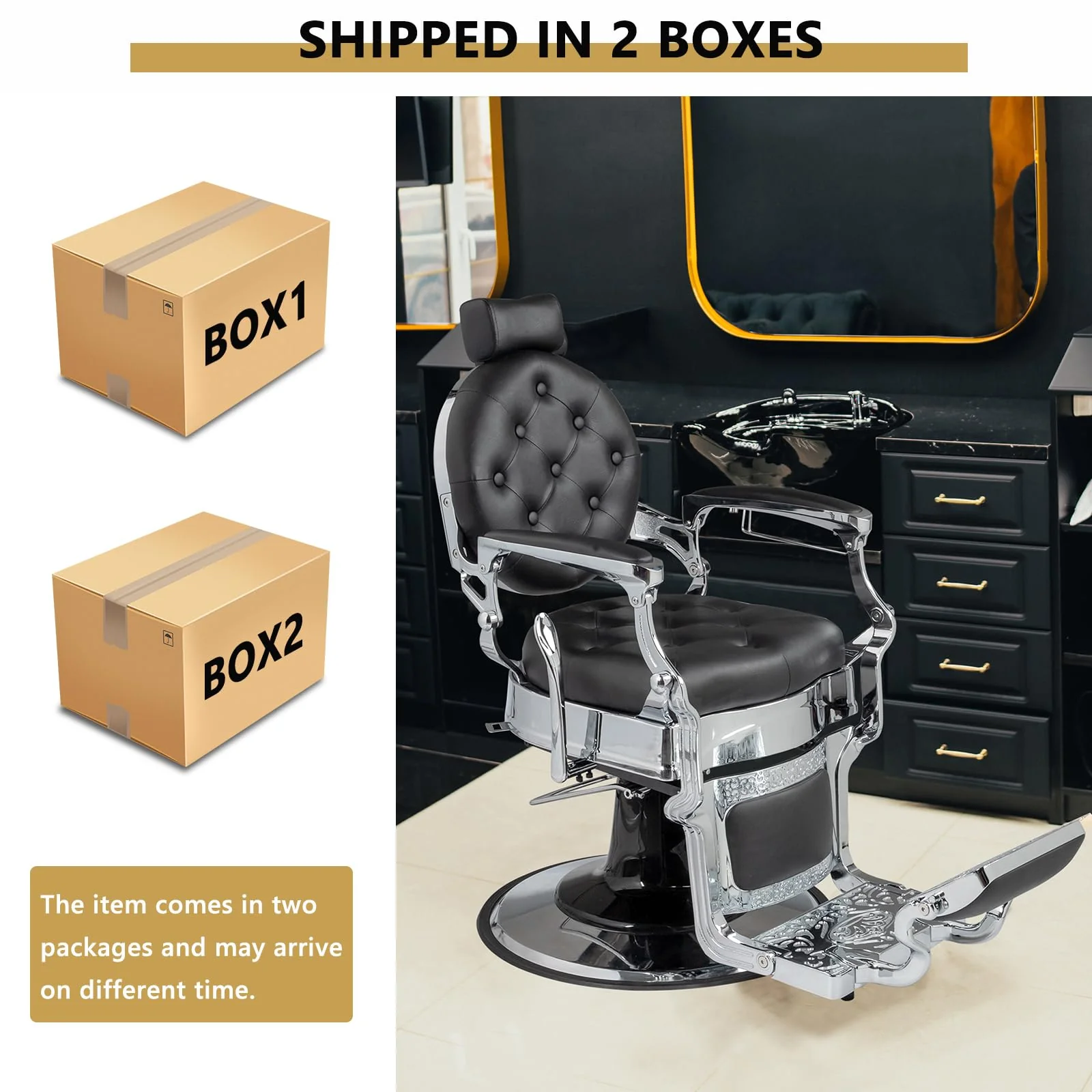 OmySalon BC1602 Vintage Style Heavy Duty Hydraulic Recline Barber Chair - Image 10