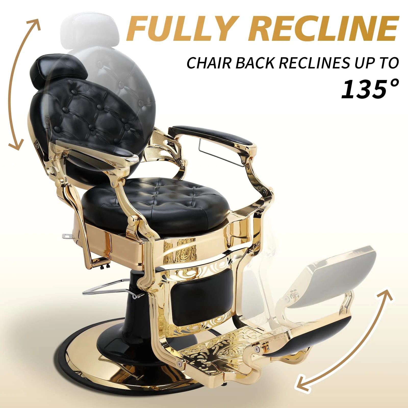 OmySalon BC1101 Vintage Style Heavy Duty Hydraulic Recline Barber Chair - Image 14