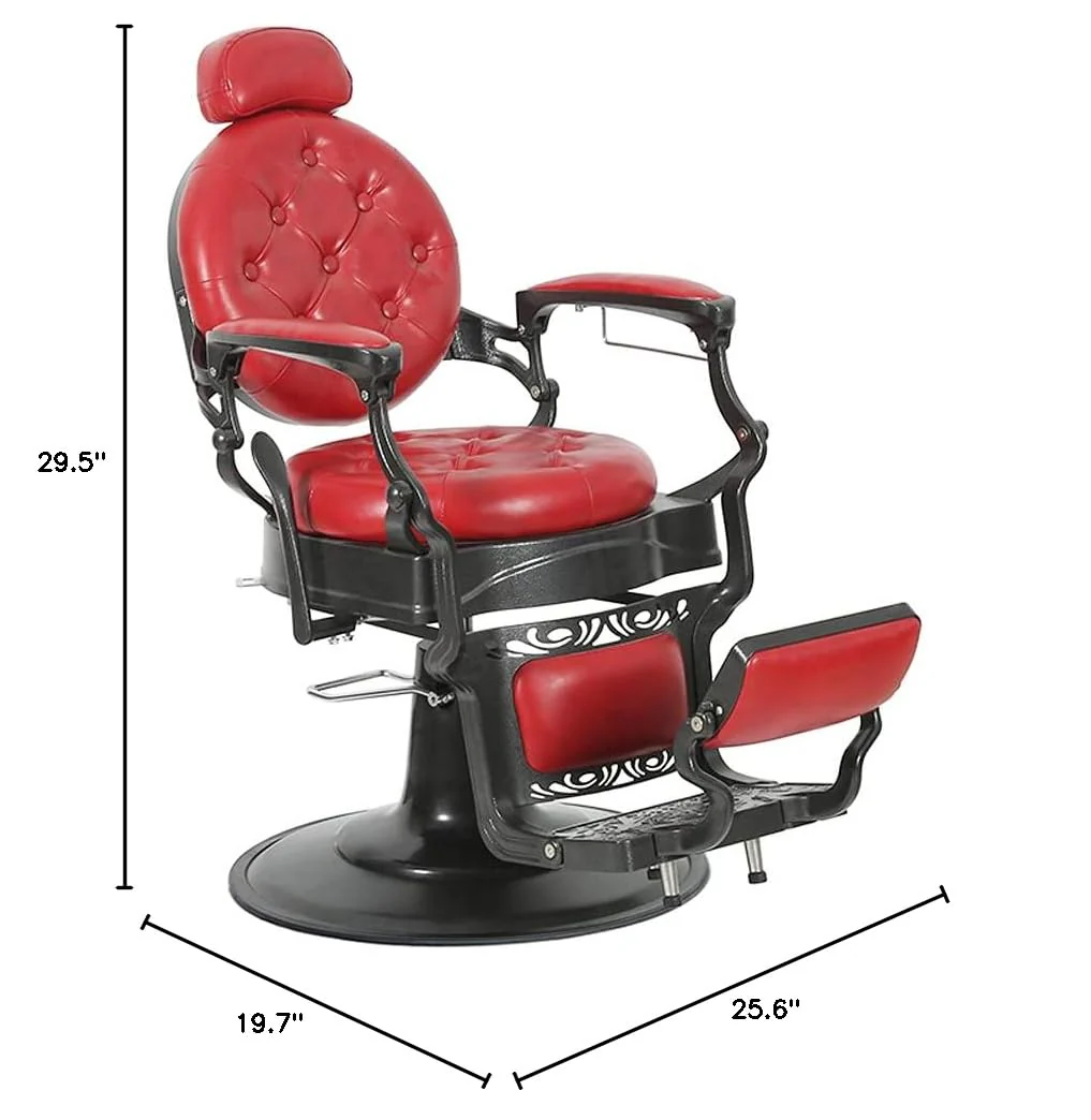 OmySalon BC1101 Vintage Style Heavy Duty Hydraulic Recline Barber Chair - Image 31
