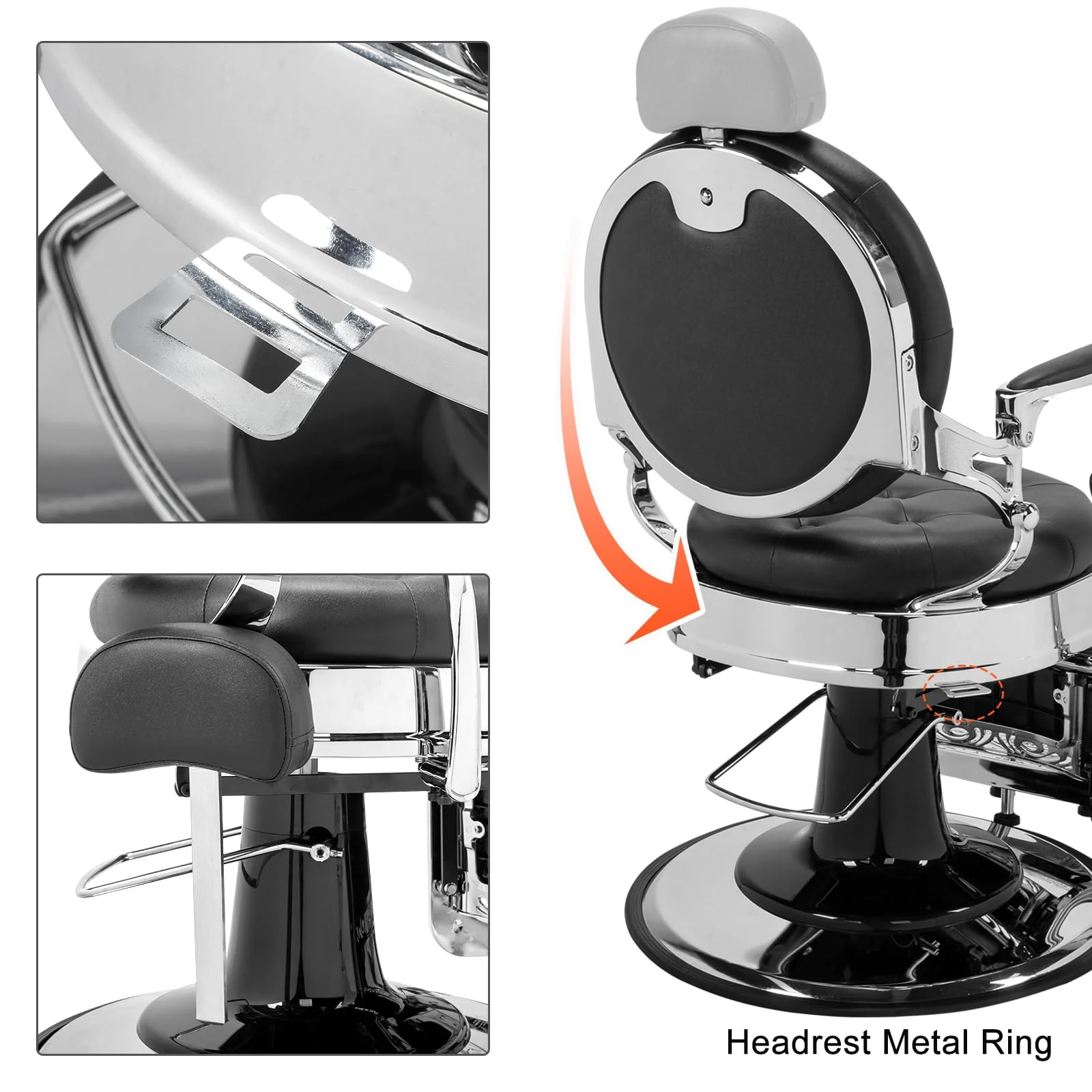 OmySalon BC1101 Vintage Style Heavy Duty Hydraulic Recline Barber Chair - Image 46
