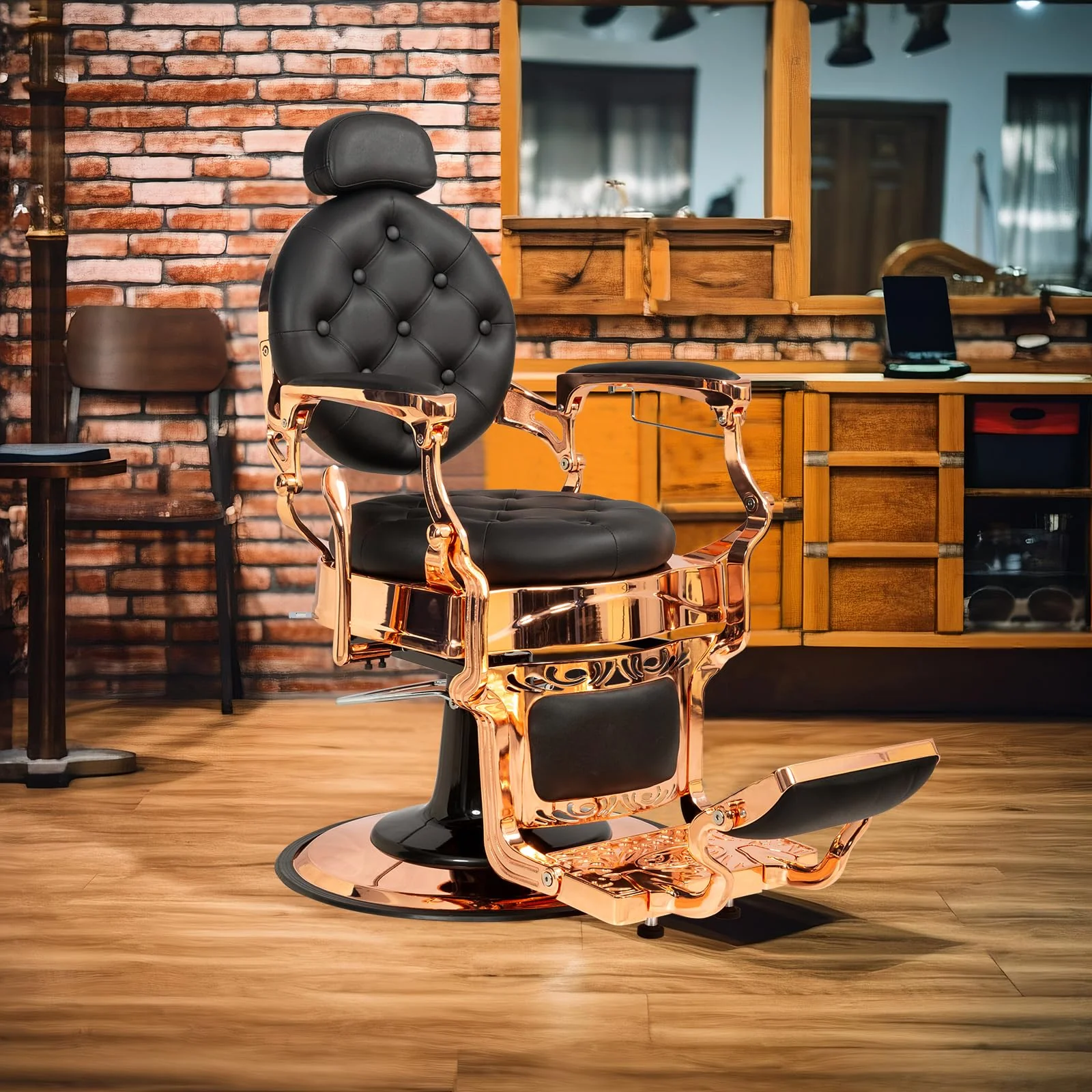 OmySalon BC1101 Vintage Style Heavy Duty Hydraulic Recline Barber Chair - Image 49