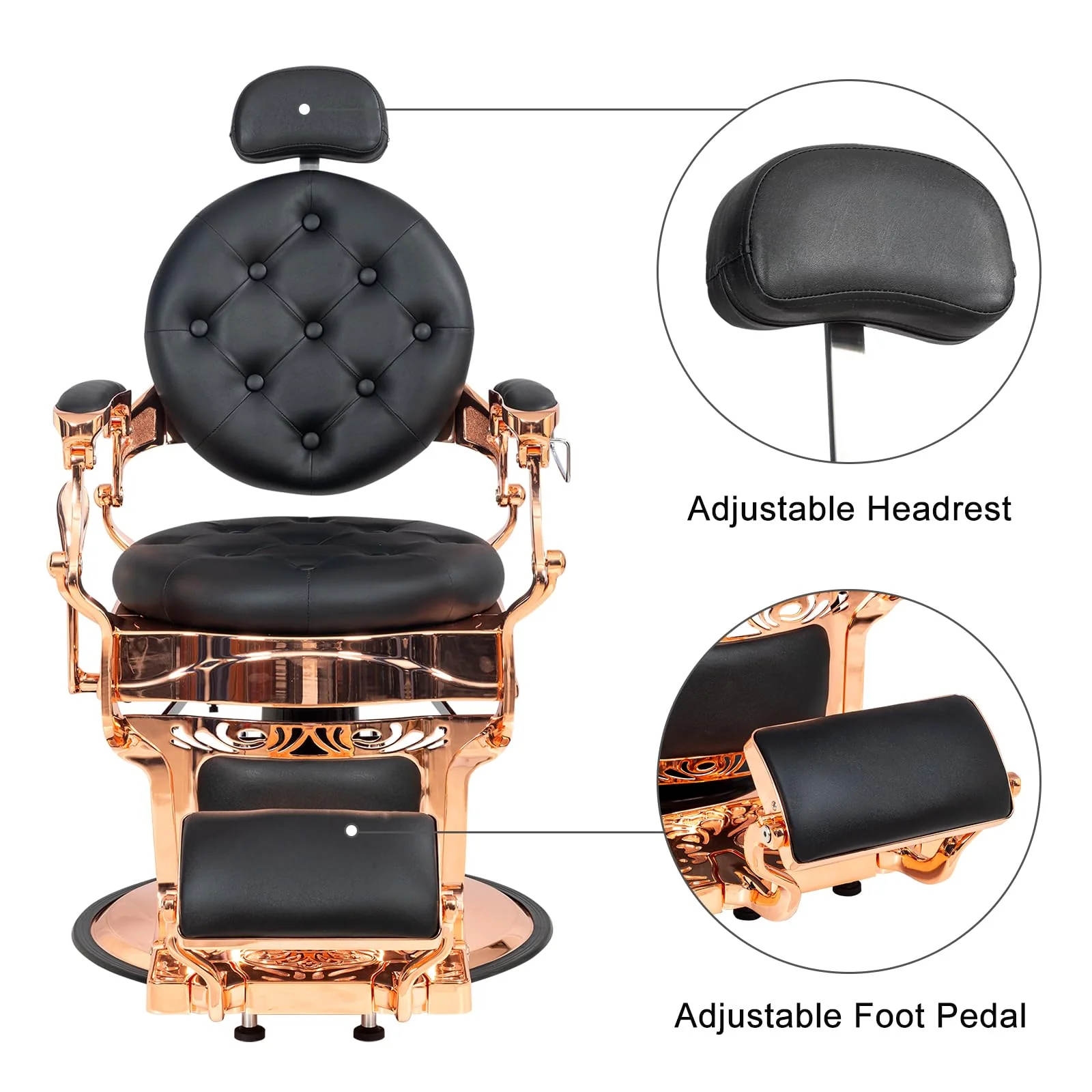 OmySalon BC1101 Vintage Style Heavy Duty Hydraulic Recline Barber Chair - Image 50