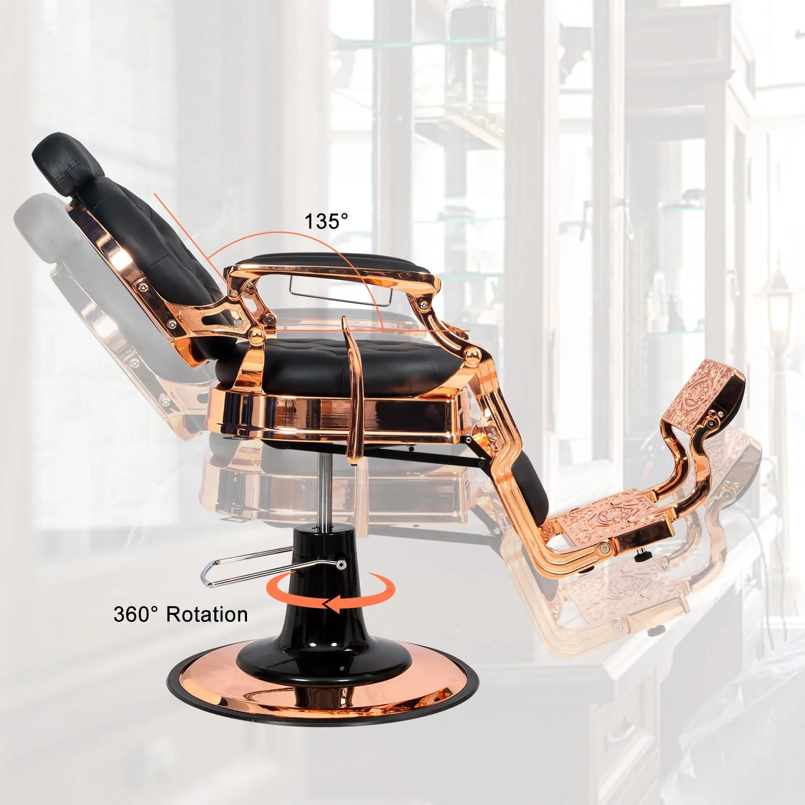 OmySalon BC1101 Vintage Style Heavy Duty Hydraulic Recline Barber Chair - Image 53
