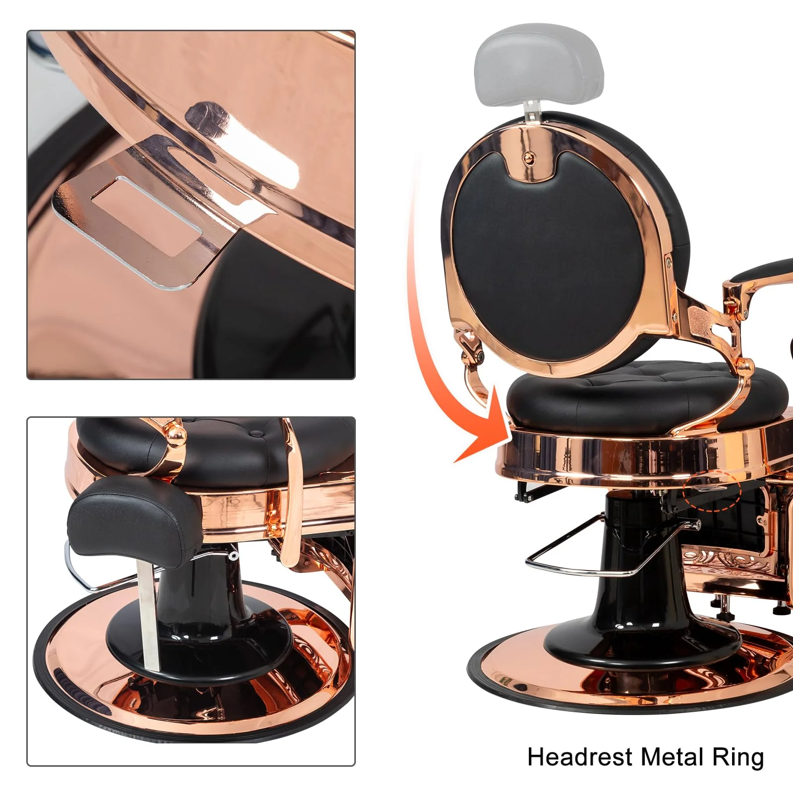 OmySalon BC1101 Vintage Style Heavy Duty Hydraulic Recline Barber Chair - Image 55