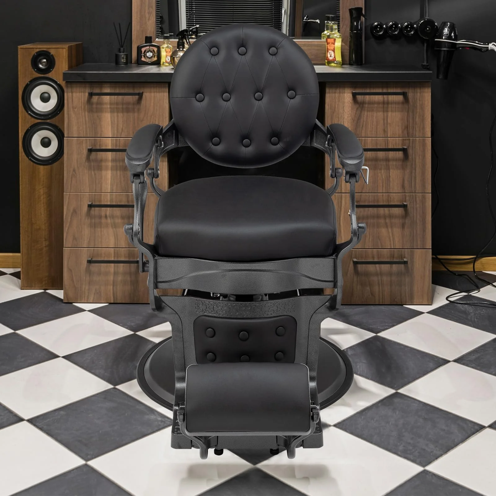 OmySalon BC1601 Vintage Style Heavy Duty Hydraulic Recline Barber Chair - Image 13