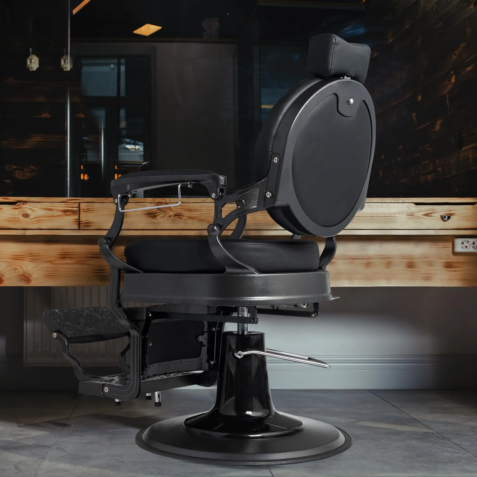 OmySalon BC1601 Vintage Style Heavy Duty Hydraulic Recline Barber Chair - Image 22