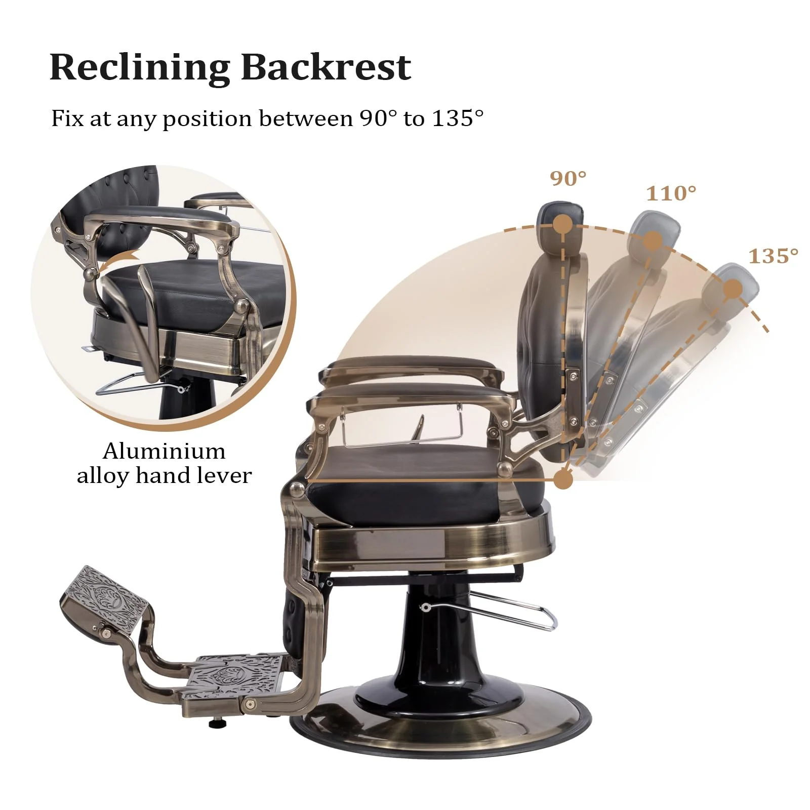 OmySalon BC1601 Vintage Style Heavy Duty Hydraulic Recline Barber Chair - Image 48