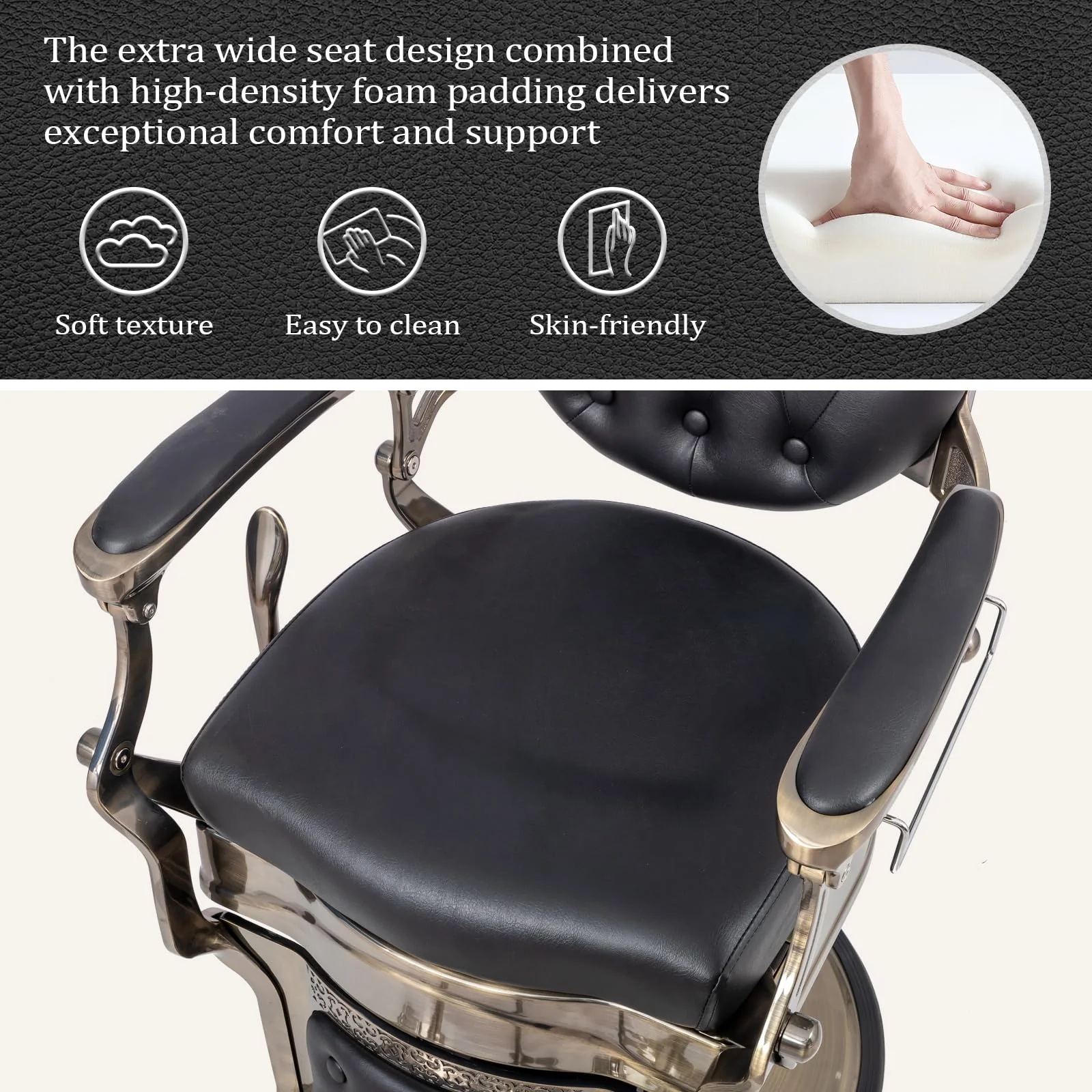 OmySalon BC1601 Vintage Style Heavy Duty Hydraulic Recline Barber Chair - Image 51