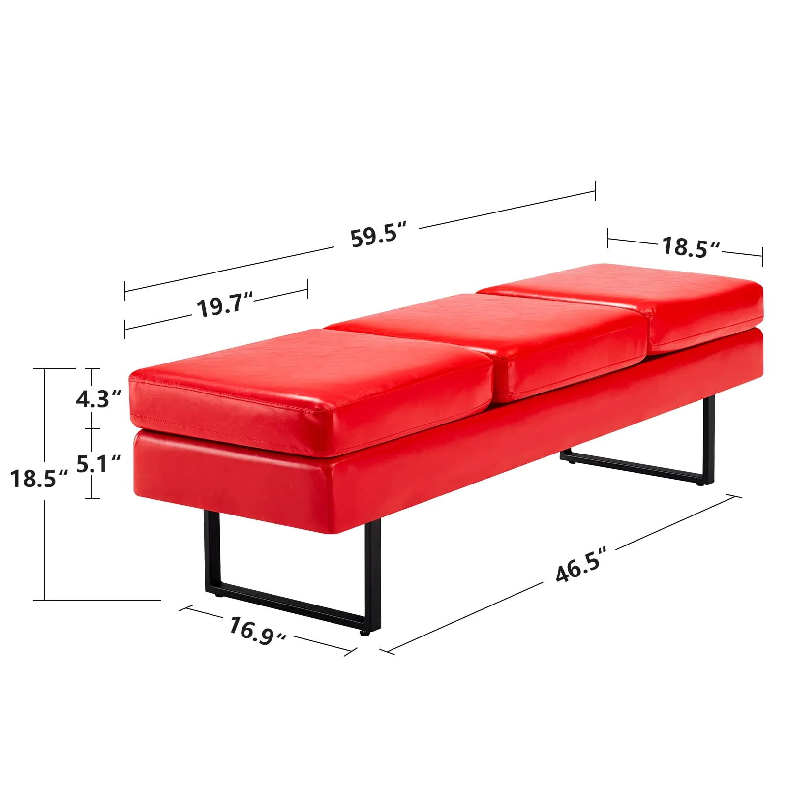 OmySalon WB Modern Reception Waiting Room Bench Chair with Thickened Iron Leg for Beauty Barber Salon SPA Office - Image 11