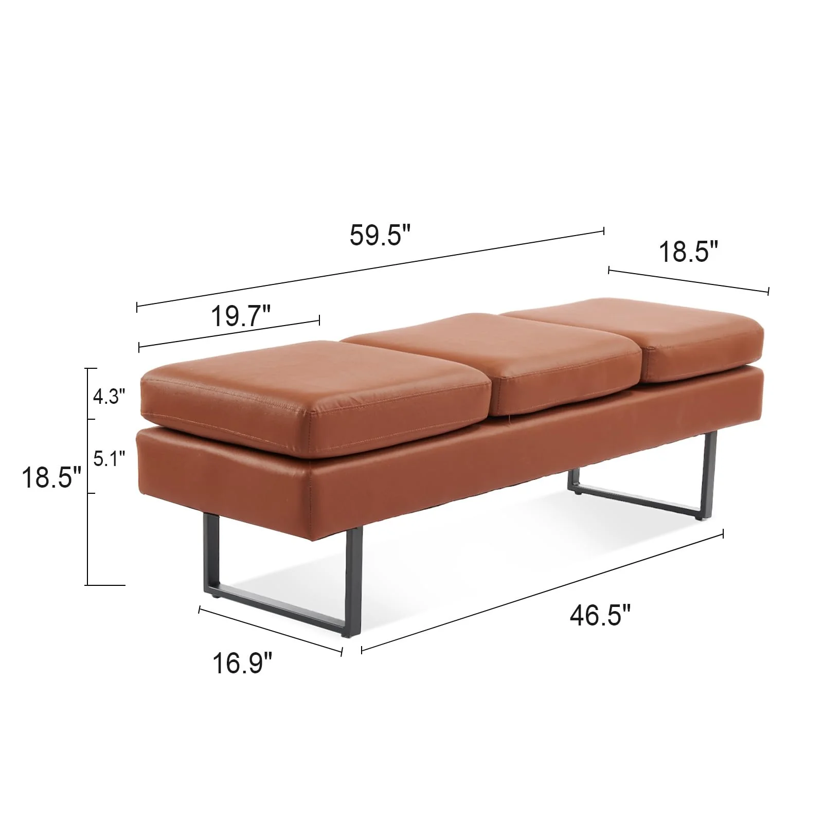 OmySalon WB Modern Reception Waiting Room Bench Chair with Thickened Iron Leg for Beauty Barber Salon SPA Office - Image 20